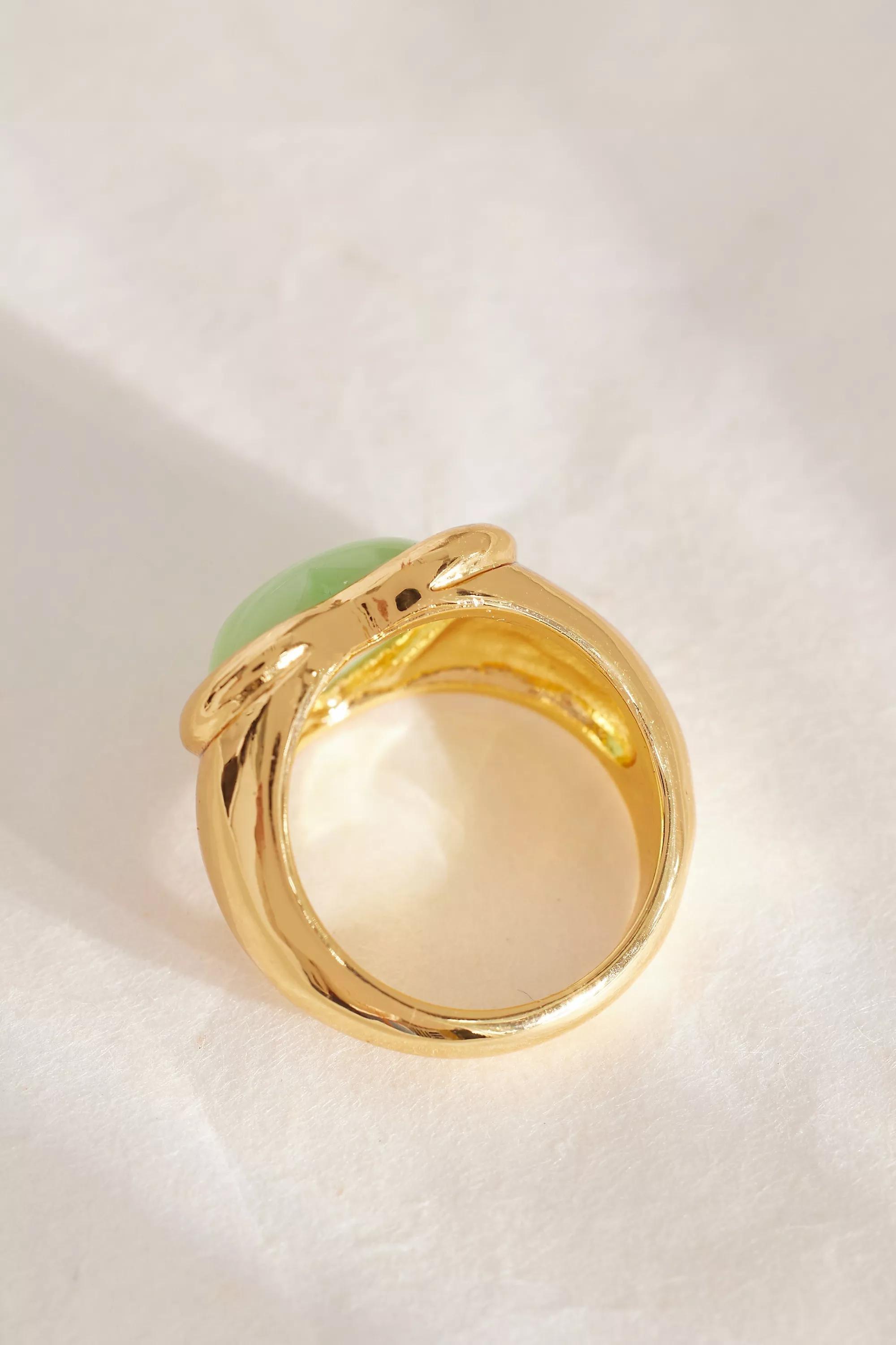 Anthropologie Chunky Heart Ring, Green, , large image number 1