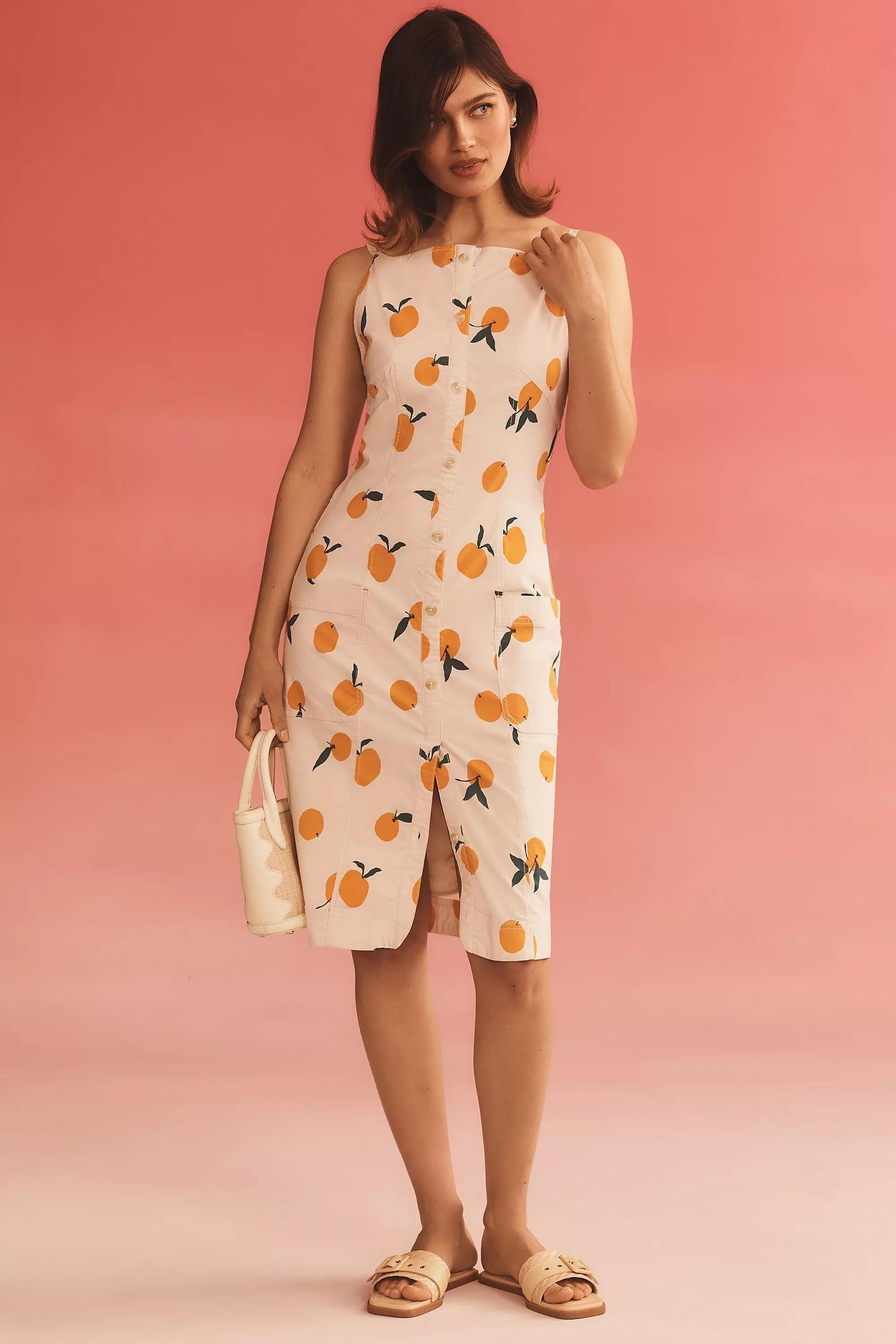 Maeve X Dylan Printed Midi Dress, Orange, A501_0089, large image number 0