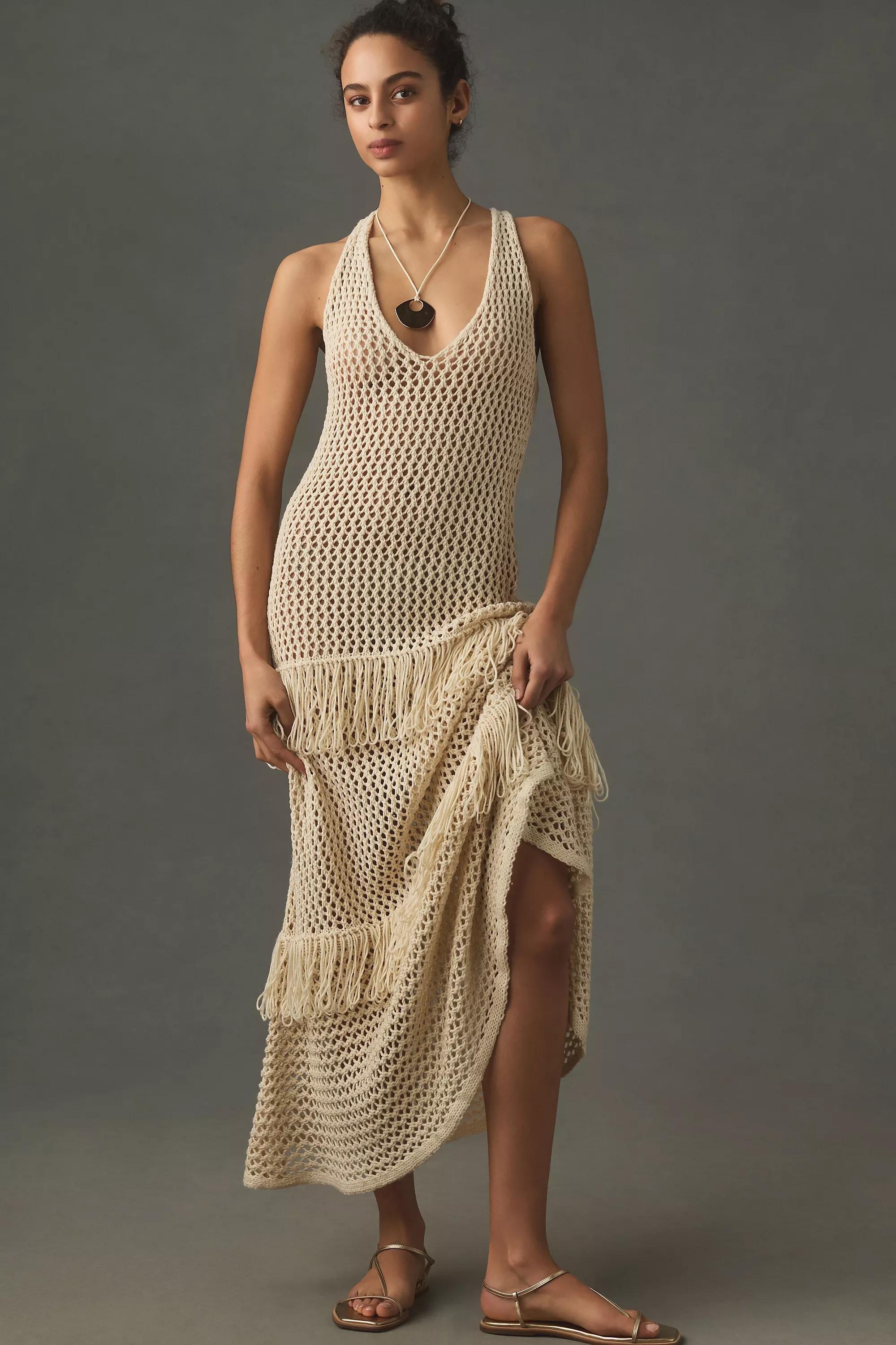 Sunday In Brooklyn Crochet Maxi Dress, Beige, , large image number 0