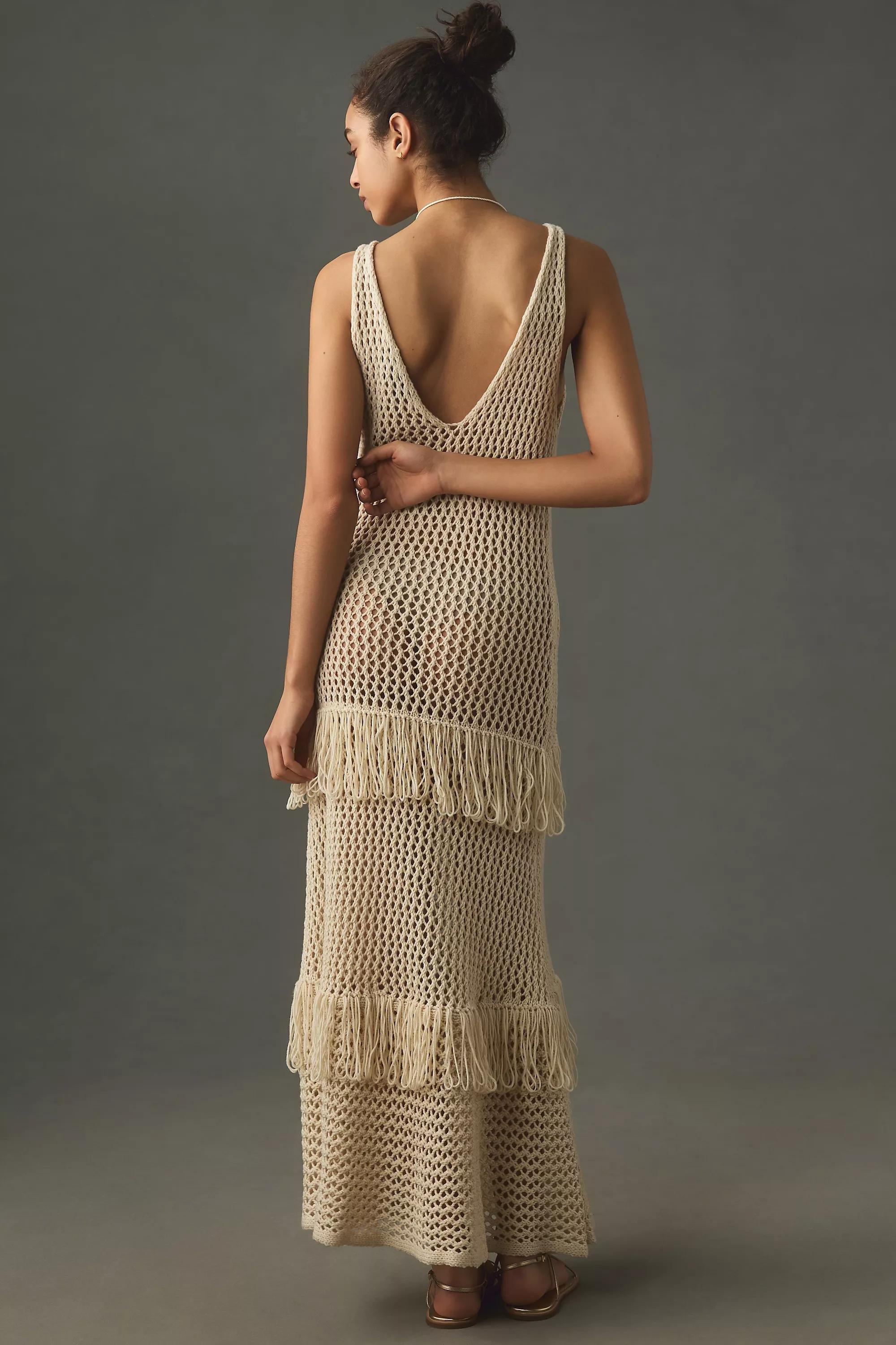 Sunday In Brooklyn Crochet Maxi Dress, Beige, , large image number 1