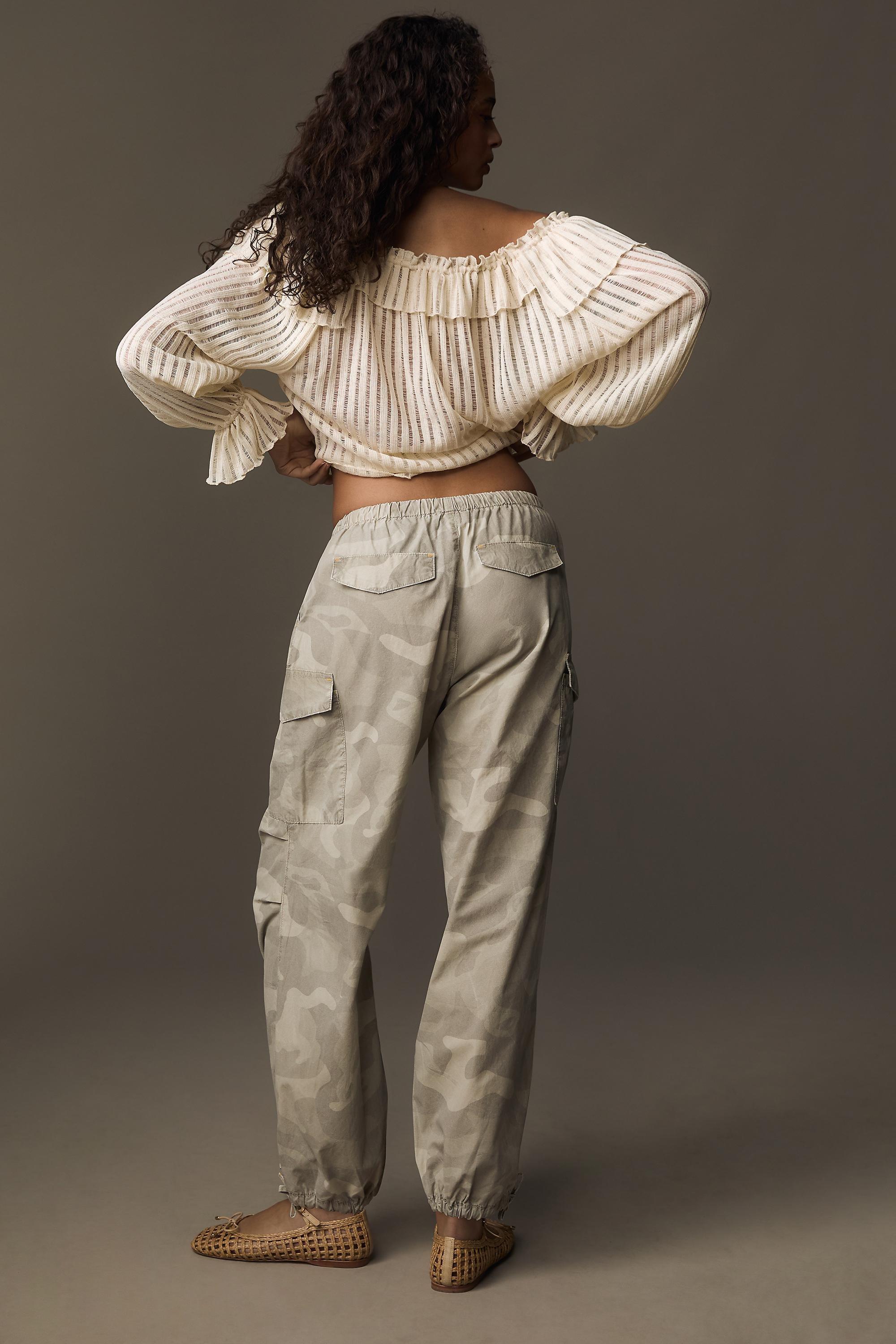 Pilcro Printed Camo Parachute Trousers, Beige, , large image number 2