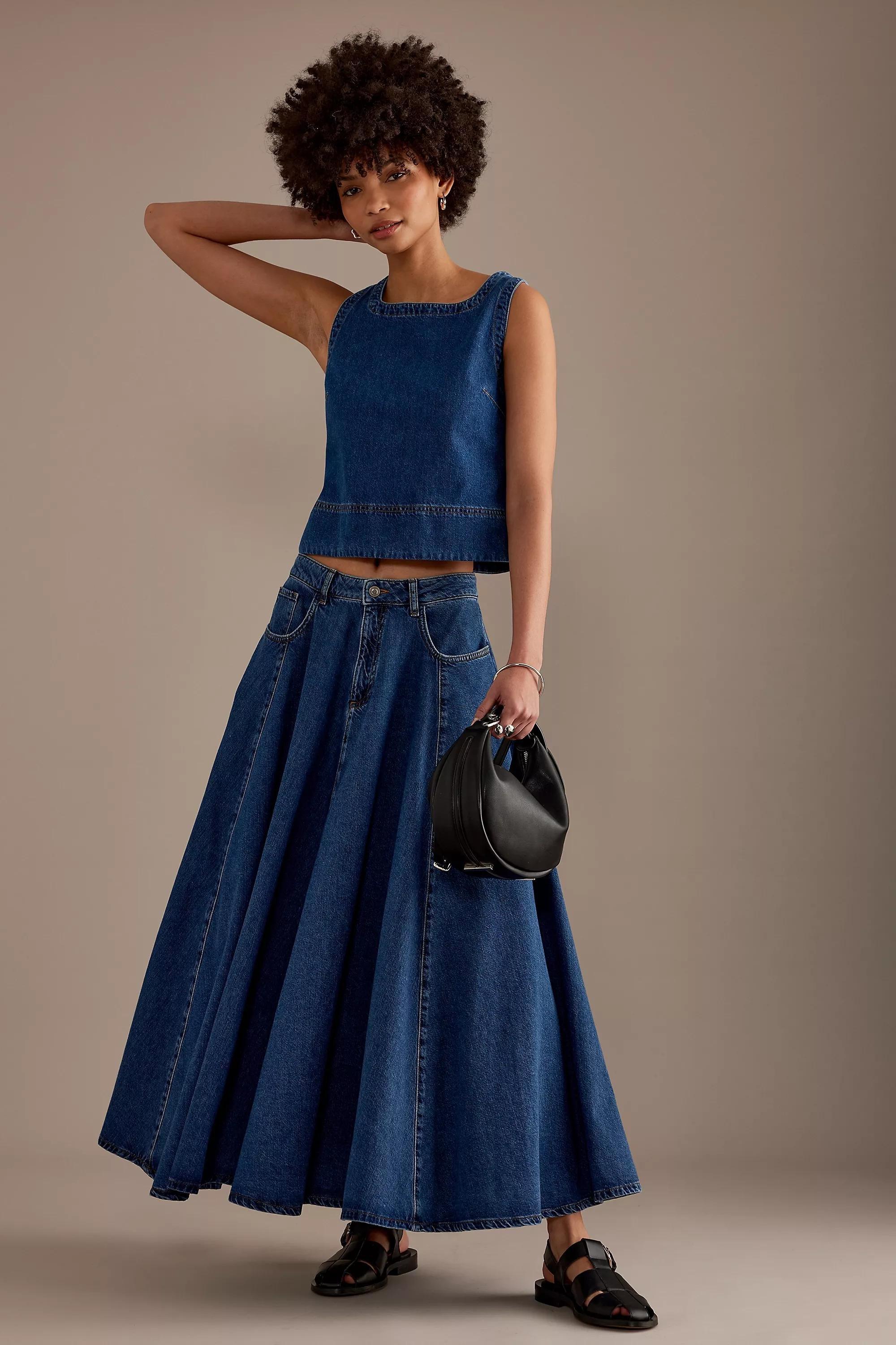 Aligne Luna Denim Maxi Skirt, Blue, , large image number 0