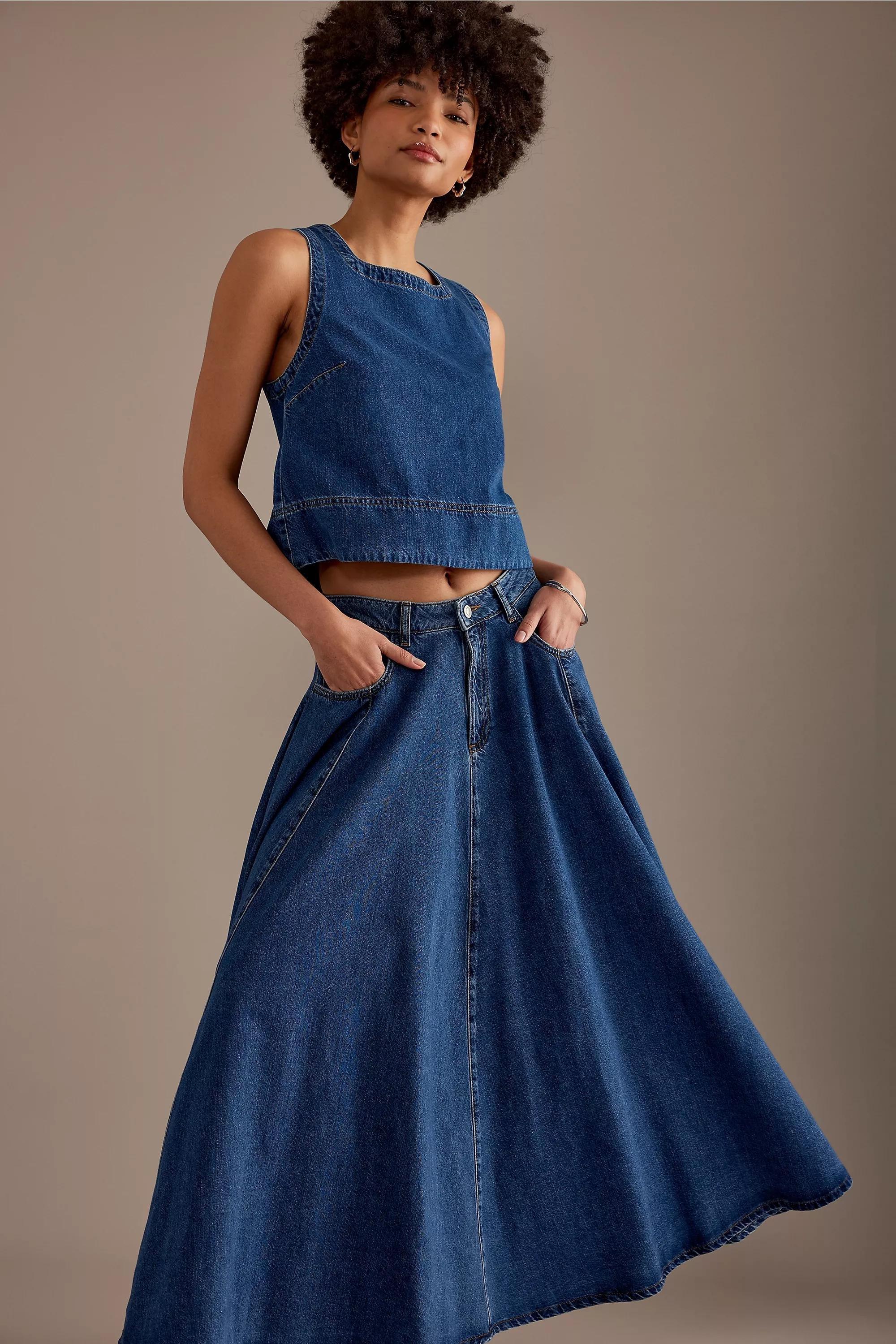 Aligne Luna Denim Maxi Skirt, Blue, , large image number 1