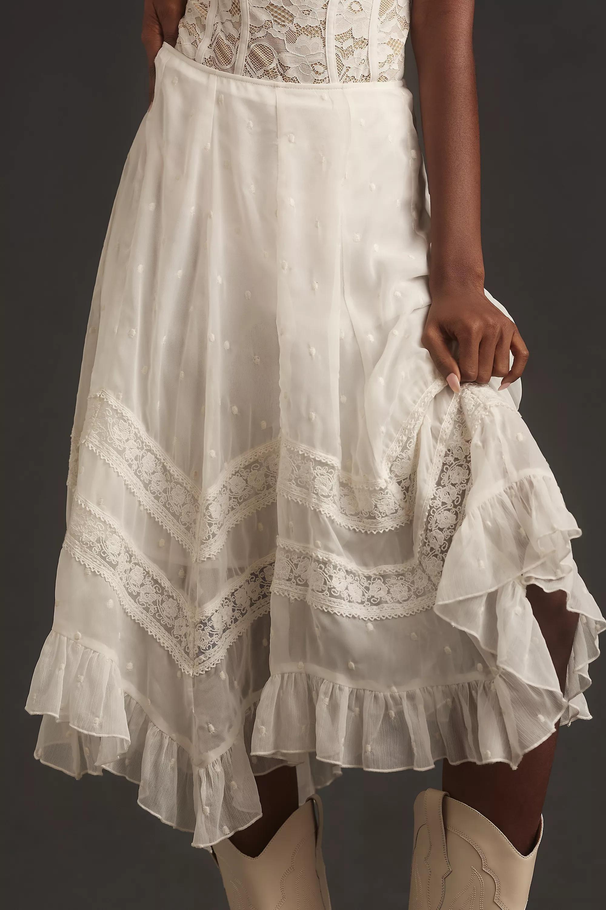 Not So Serious Petticoat Midi Skirt, White, , large image number 2