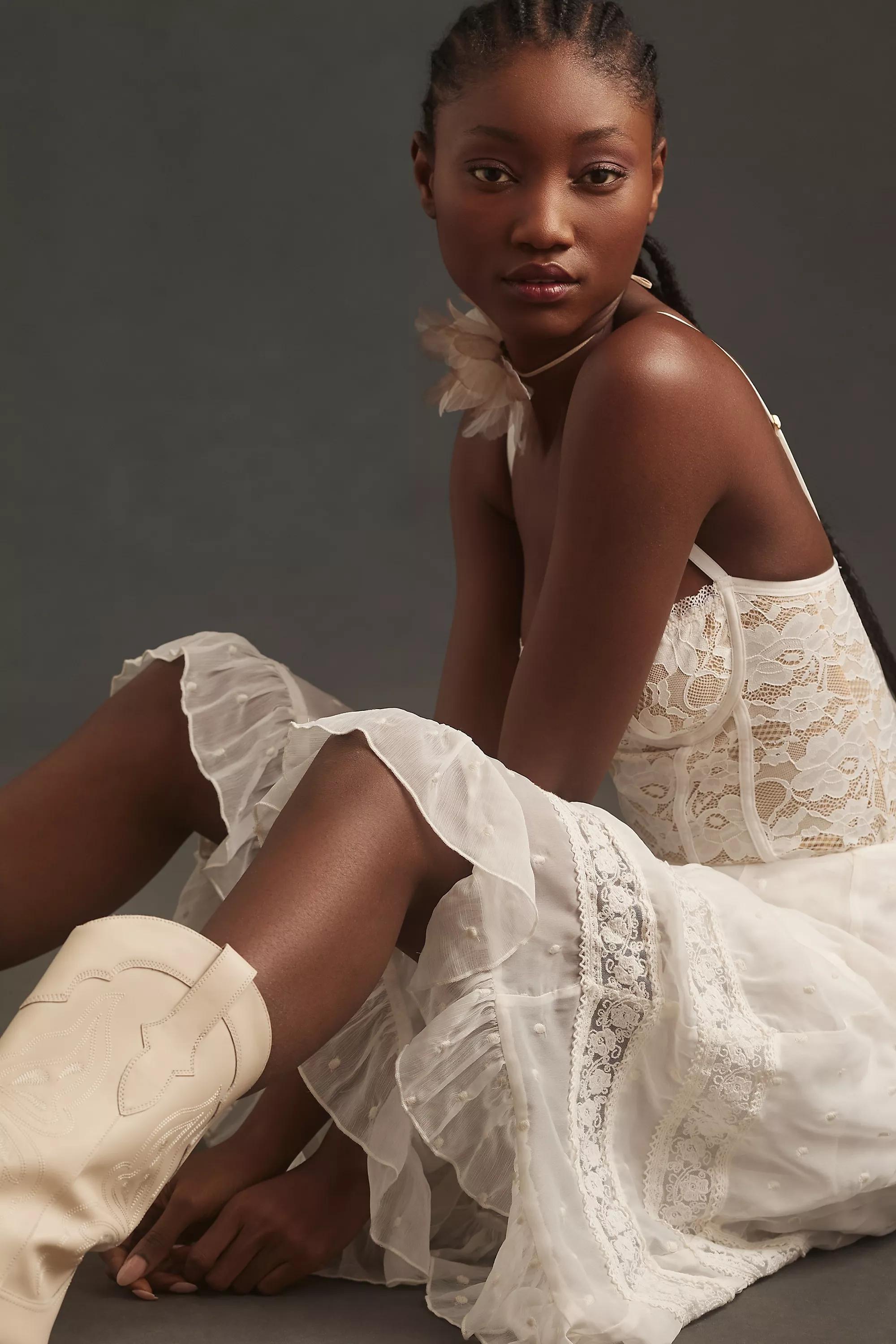 Not So Serious Petticoat Midi Skirt, White, , large image number 3