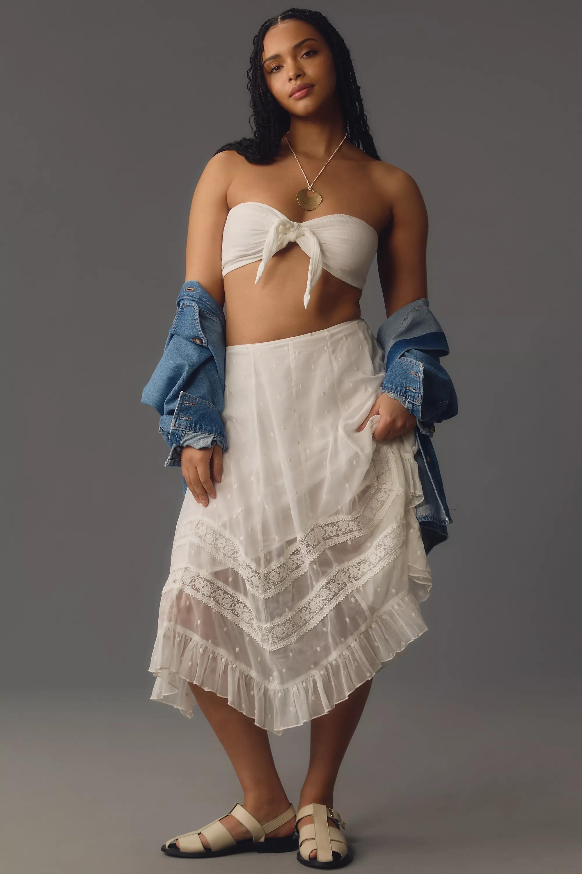 Not So Serious Petticoat Midi Skirt, White, , large image number 4
