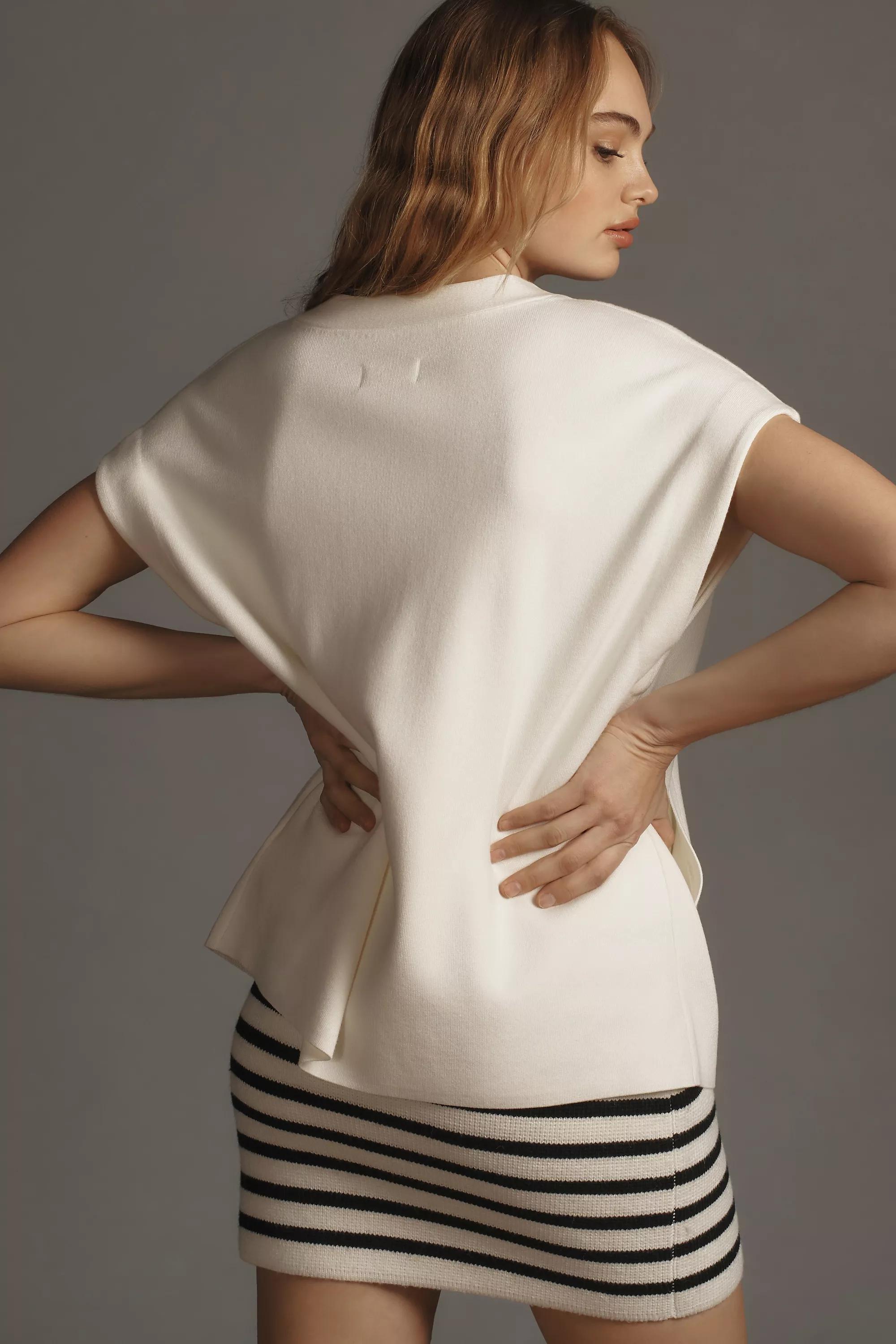 Maeve Oversized V-Neck Sweater Vest, Cream, , large image number 1