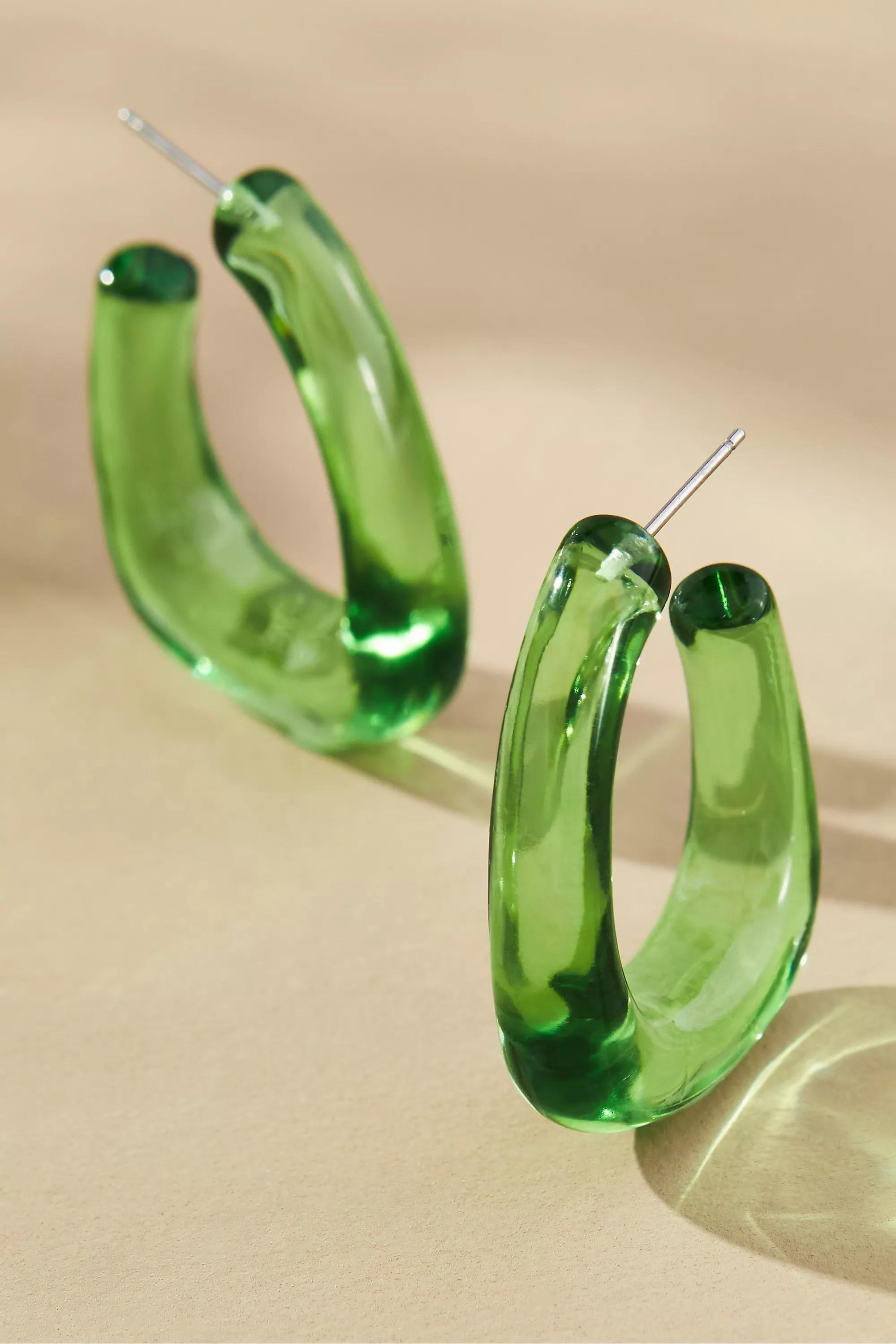 Translucent Resin Square Hoop Earrings, Yellow, A501_0034, large image number 0