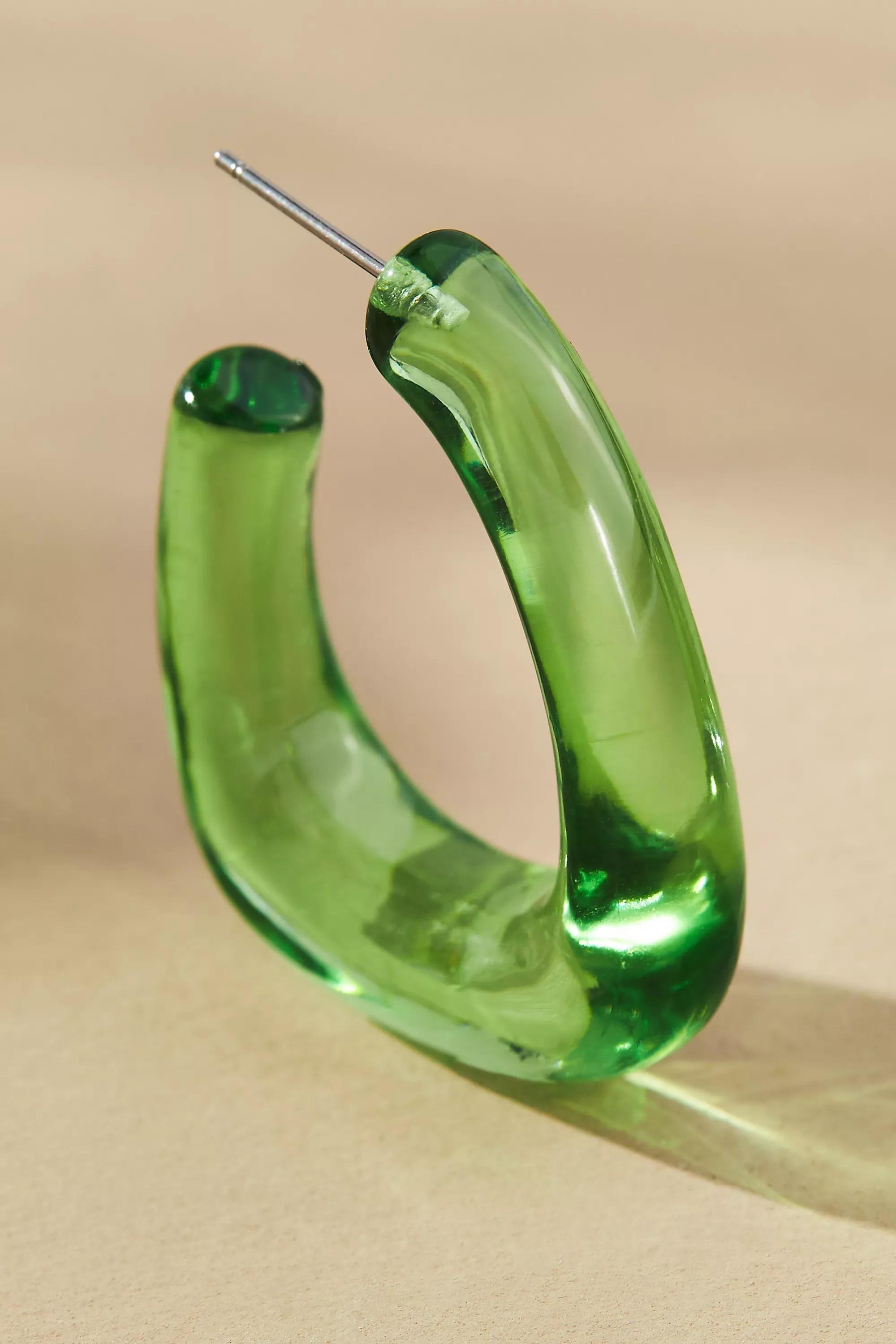 Translucent Resin Square Hoop Earrings, Yellow, A501_0034, large image number 1
