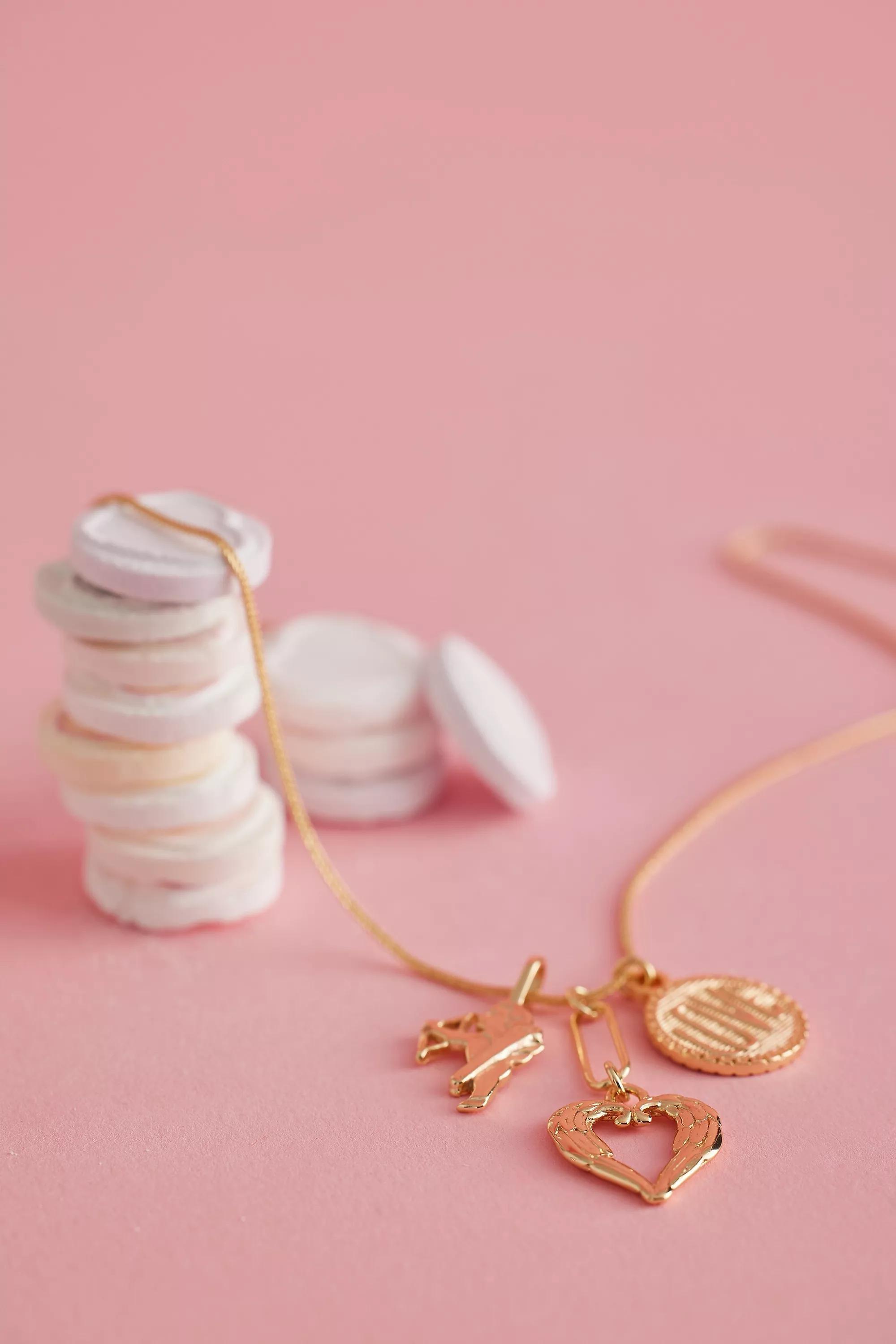 Cupid Heart Charm Necklace, Gold, A501_0070, large image number 0