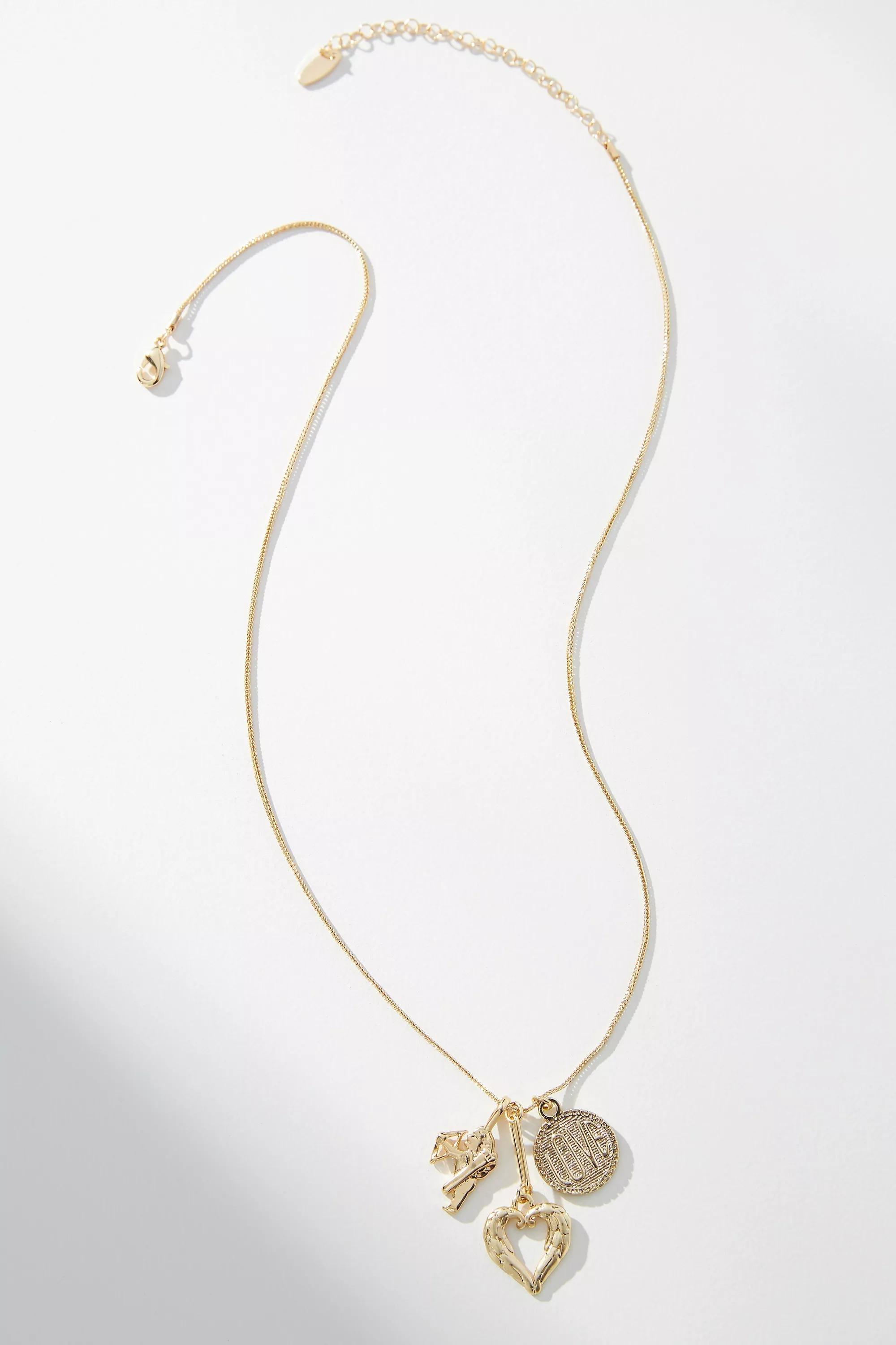 Cupid Heart Charm Necklace, Gold, A501_0070, large image number 2