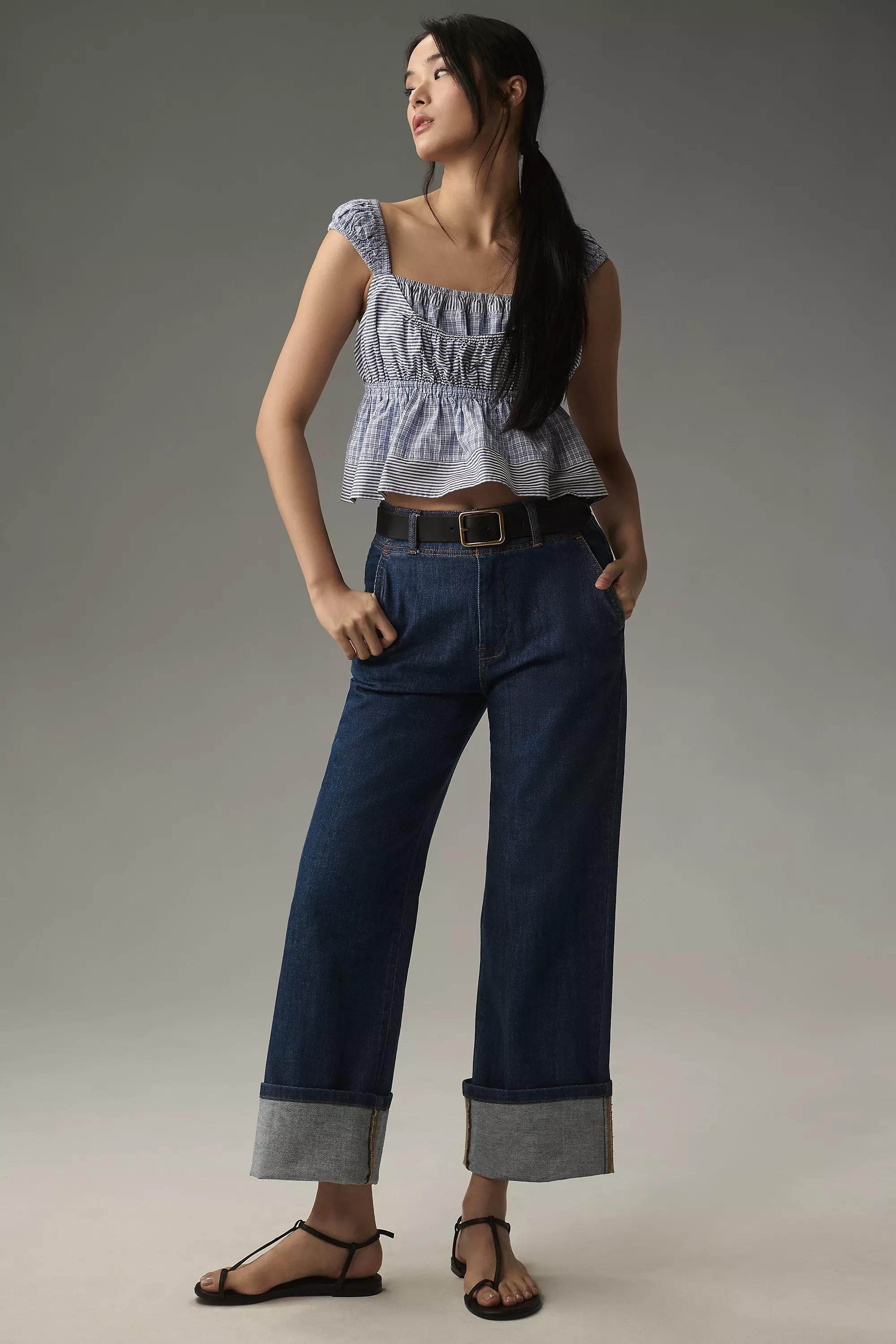 Pilcro Relaxed Straight-Leg Jeans, Navy, , large image number 0