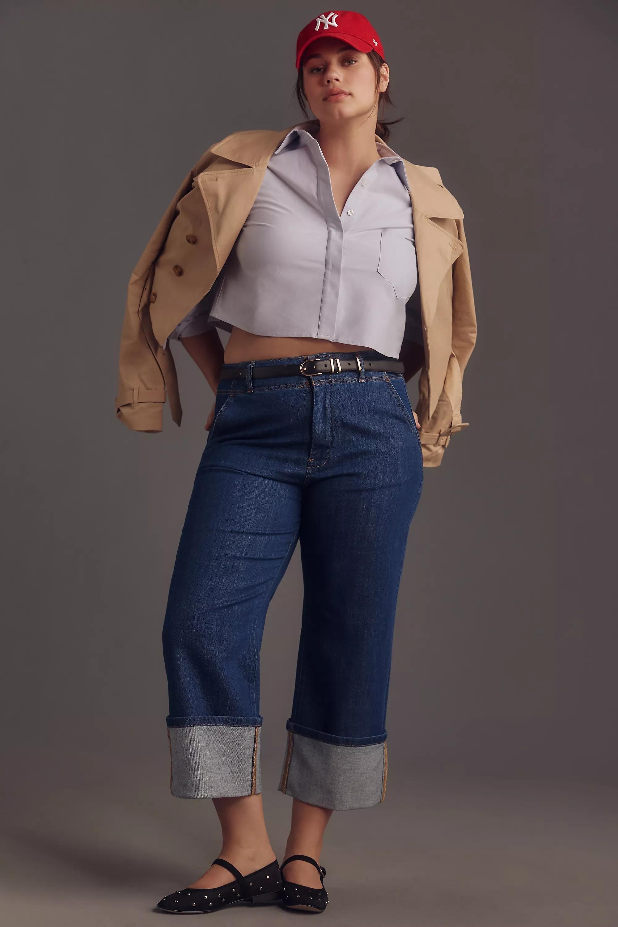 Pilcro Relaxed Straight-Leg Jeans, Navy, , large image number 5