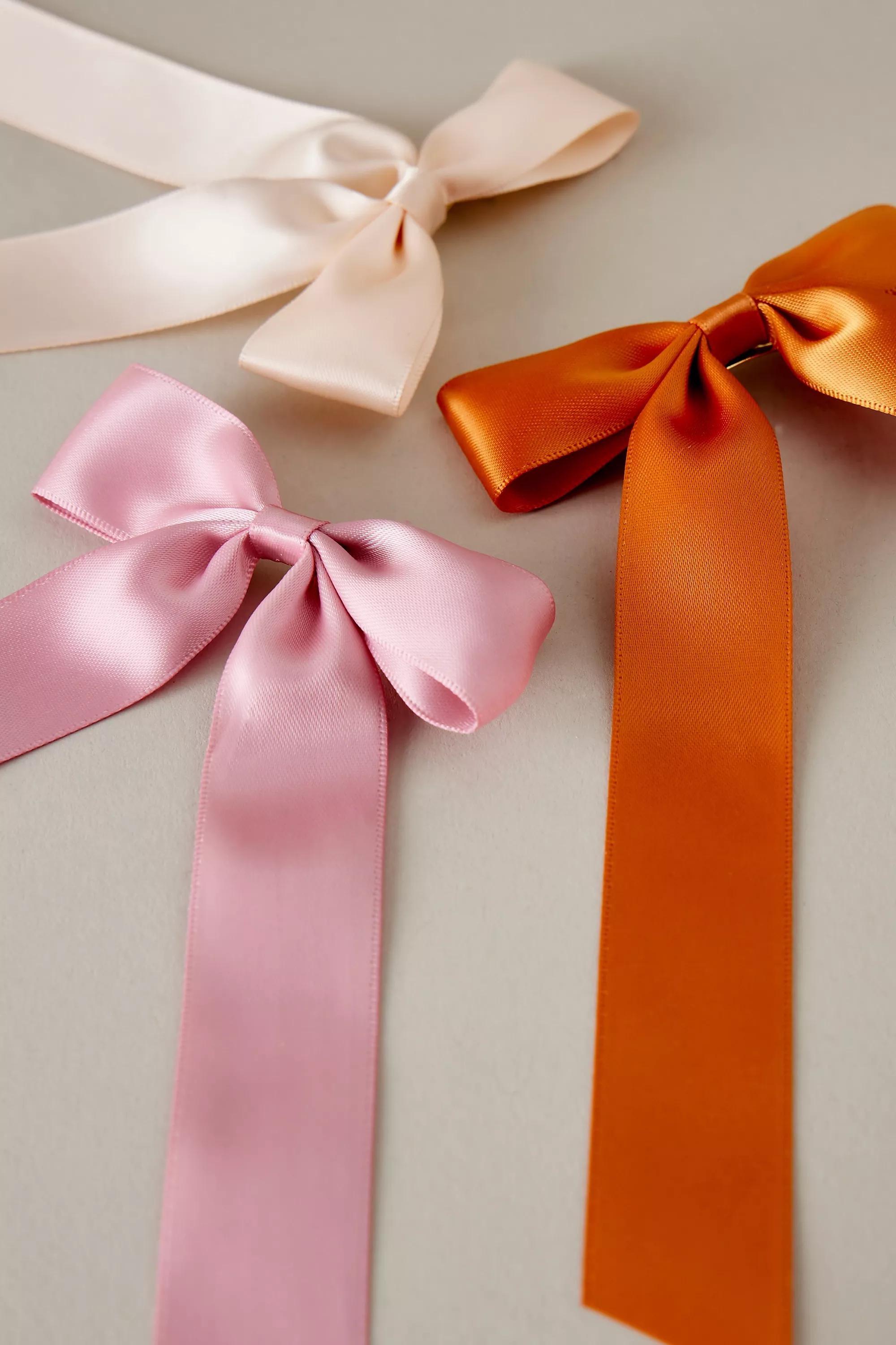 Satin Ribbon Hair Bows, Set Of 3, Pink, A501_0066, large image number 2