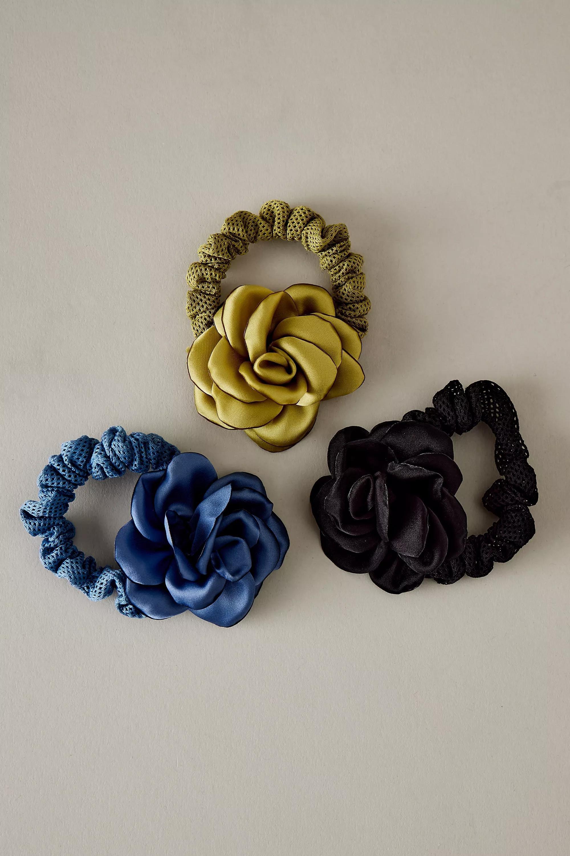 Flower Hair Bobbles, Multicolour, Set Of 3, A501_0040, large image number 1