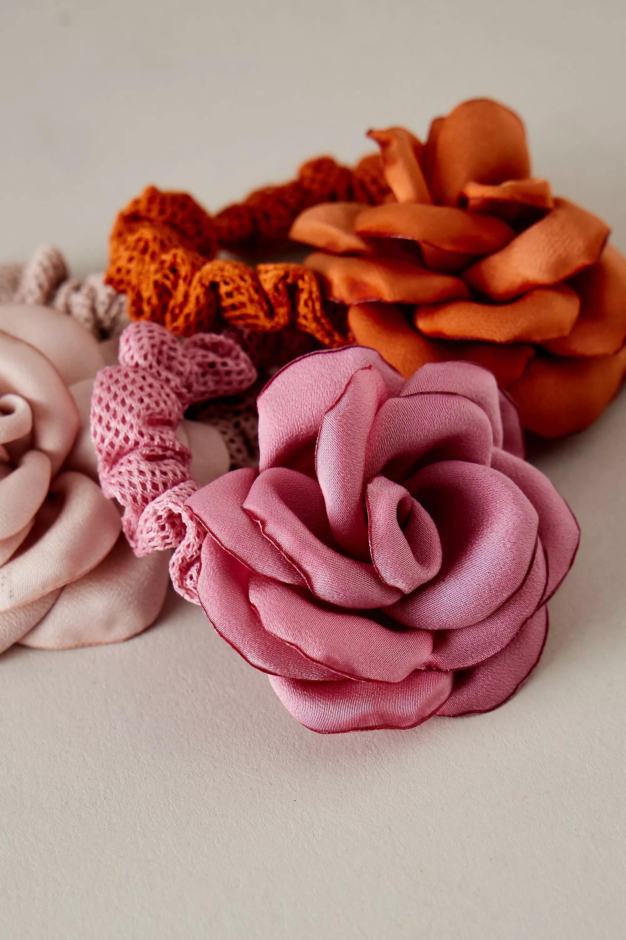 Rose Scrunchies, Set Of 3 Multicolour, A501_0066, large image number 1