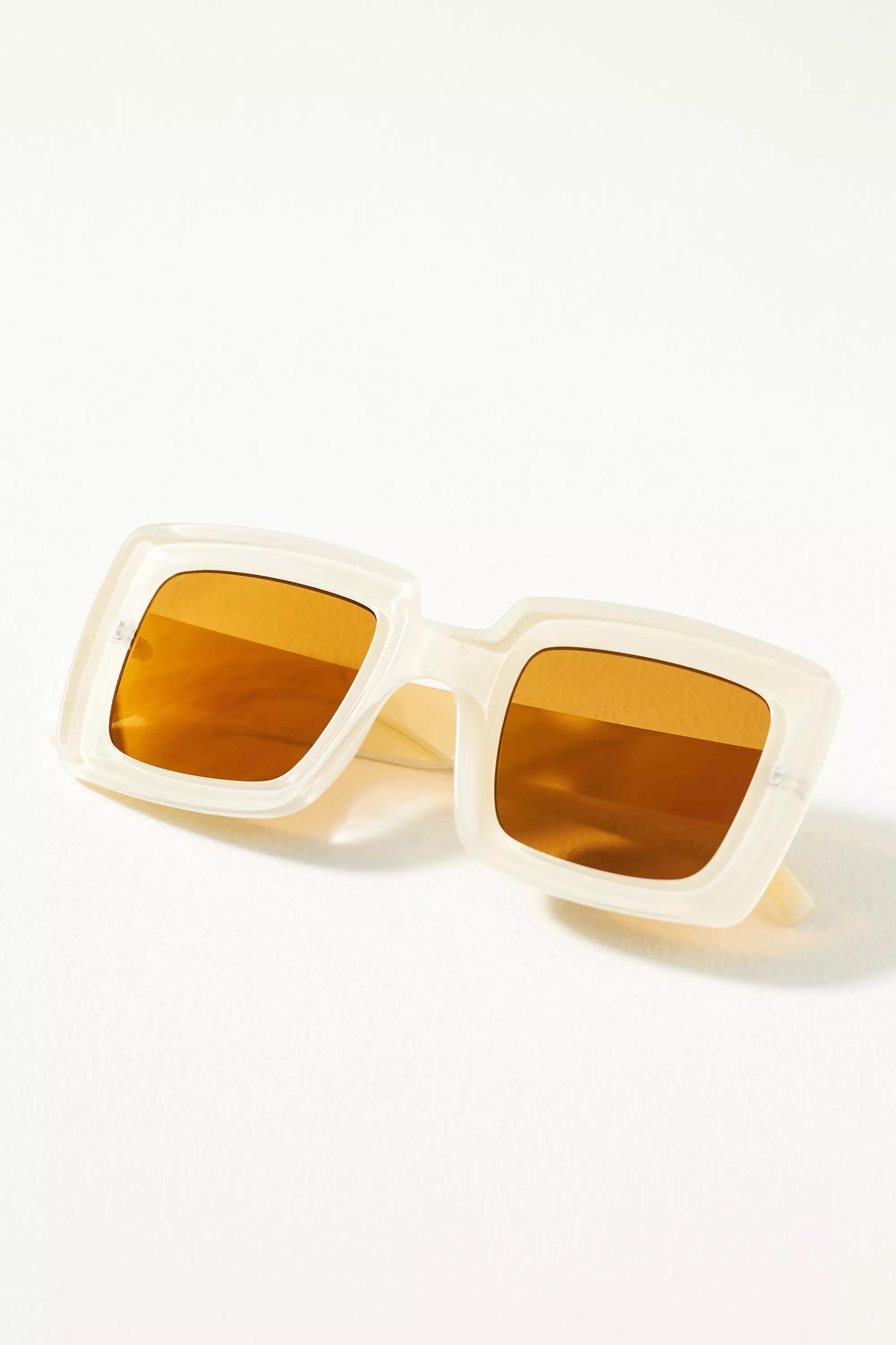 Bevelled Square Sunglasses, Cream, A501_0011, large image number 0