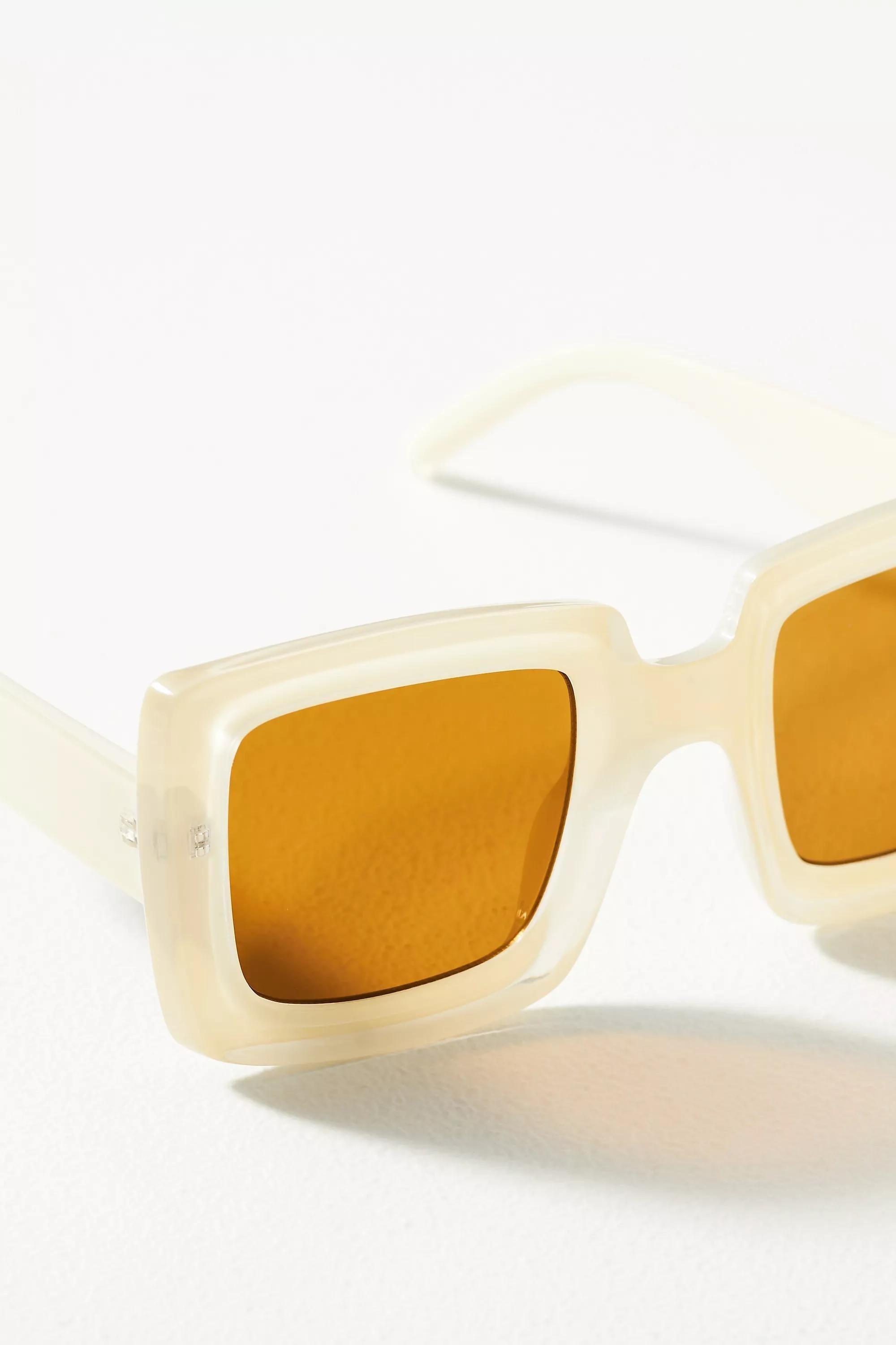 Bevelled Square Sunglasses, Cream, A501_0011, large image number 2