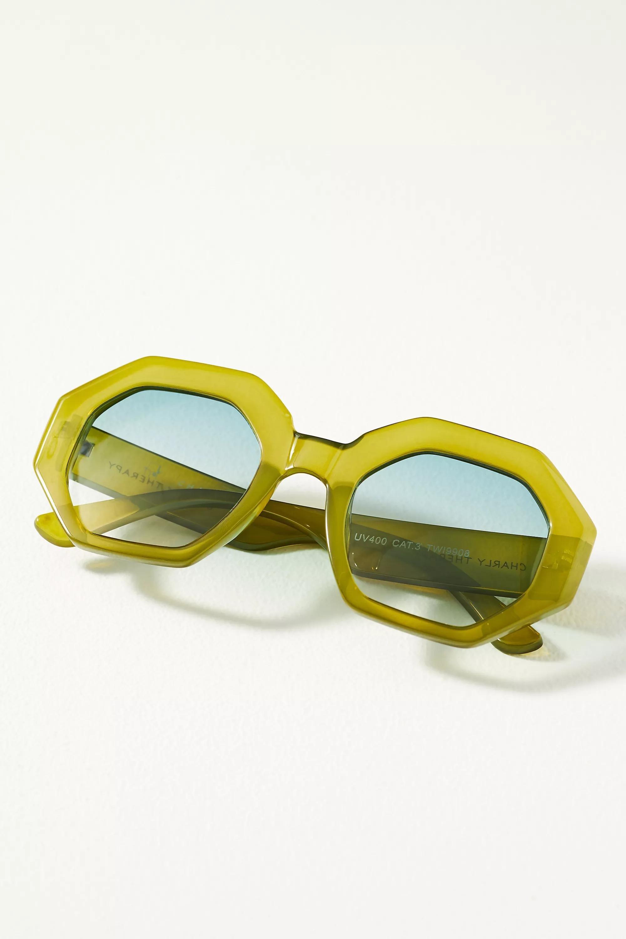Oversized Geo Sunglasses, Green, A501_0030, large image number 0