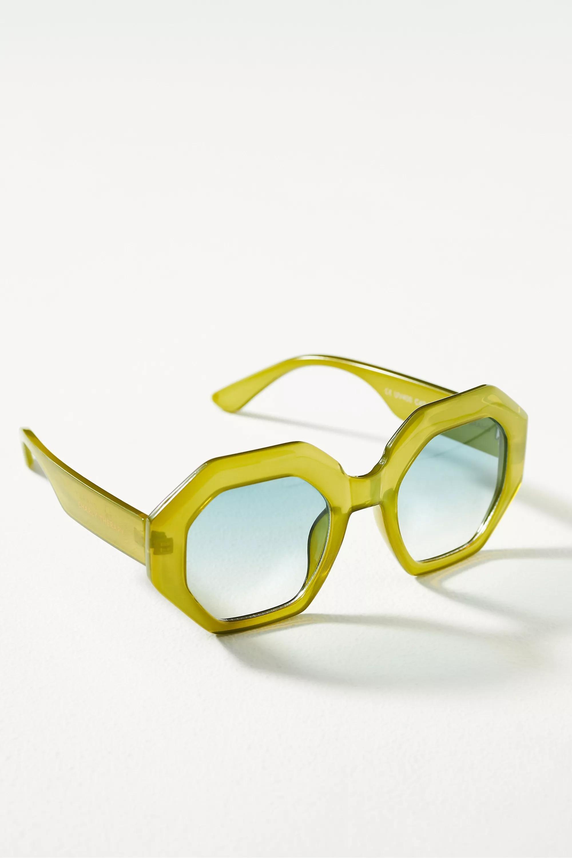 Oversized Geo Sunglasses, Green, A501_0030, large image number 2