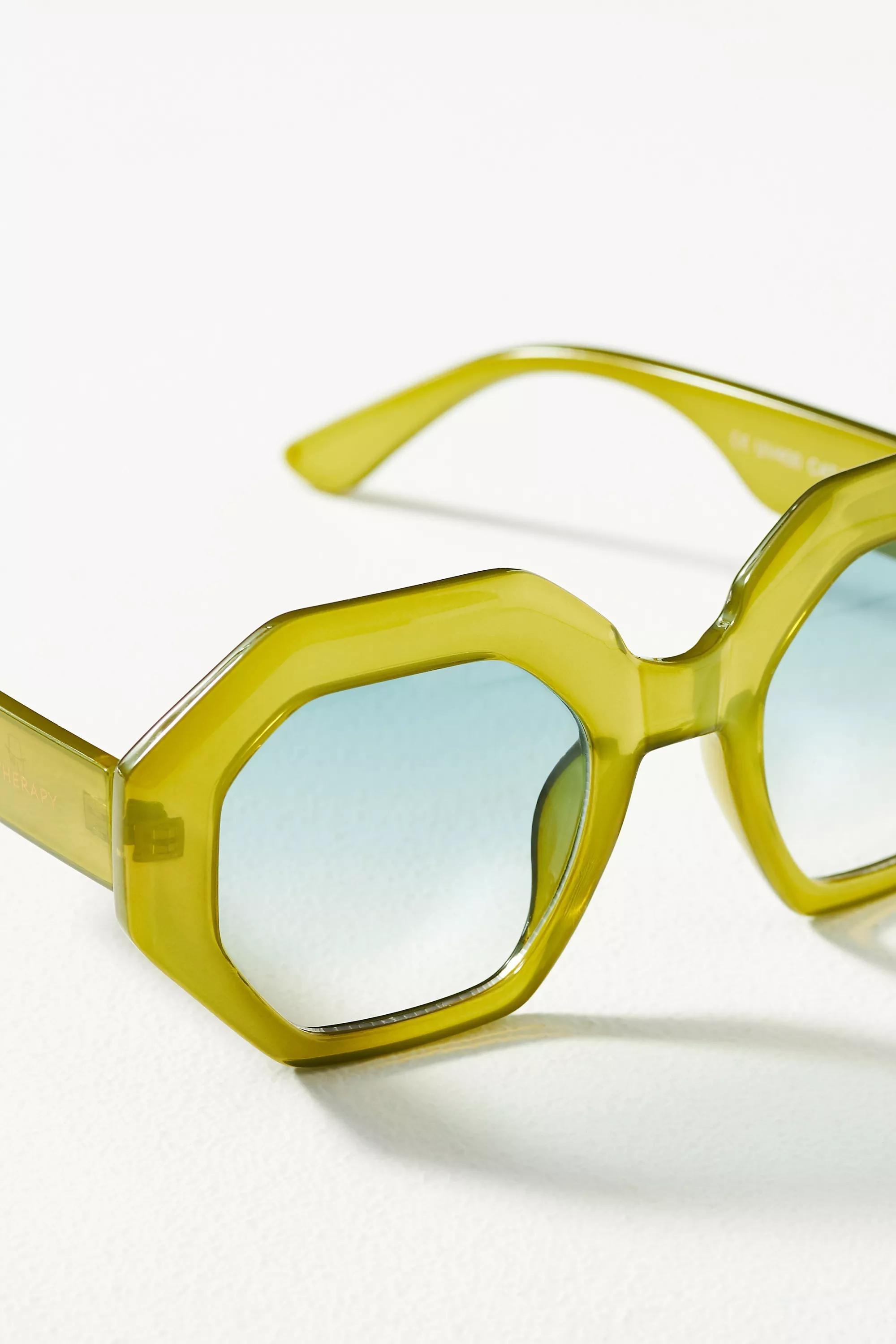 Oversized Geo Sunglasses, Green, A501_0030, large image number 3