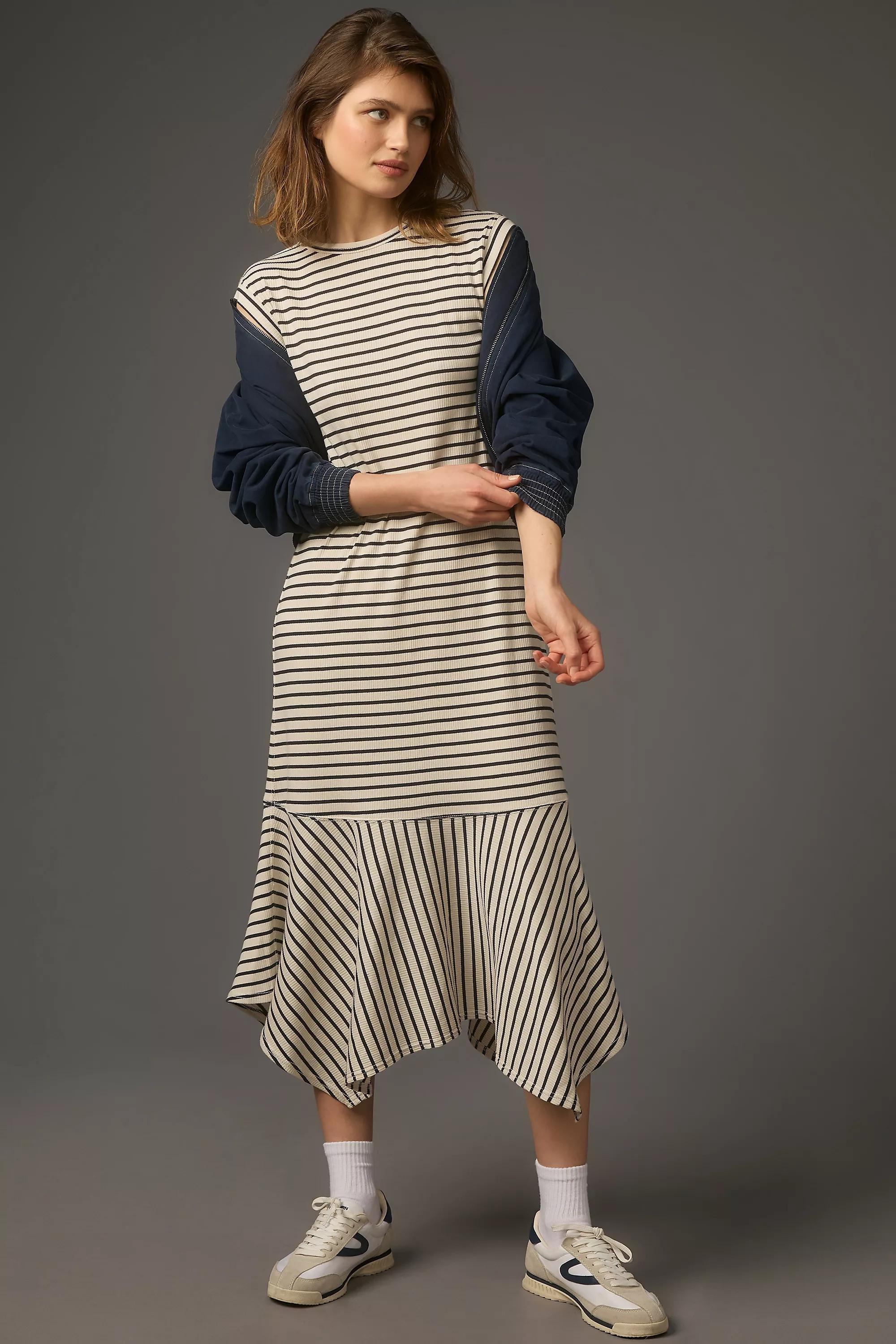 Anthropologie Striped Casual Maxi, Black, , large image number 0