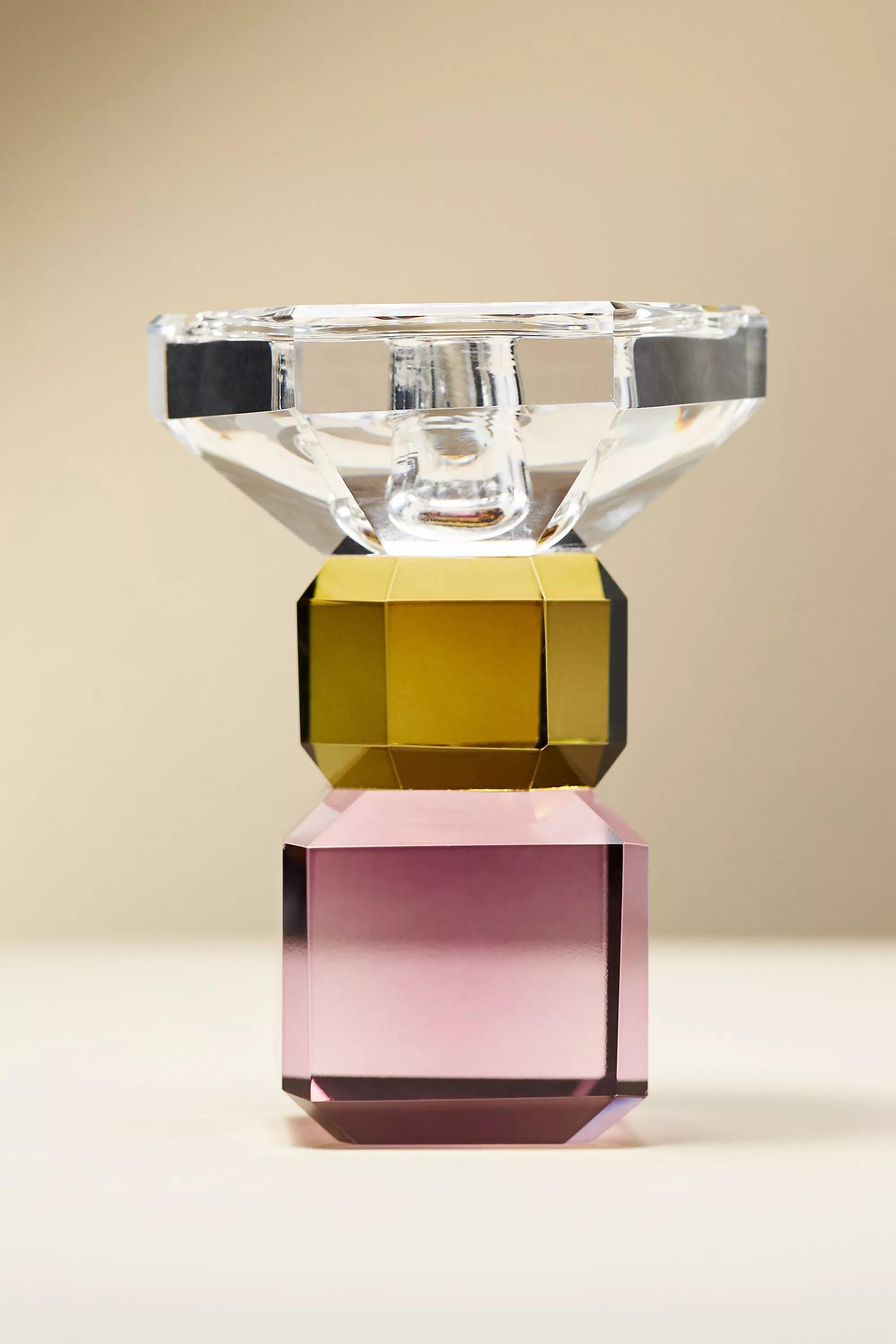 Cut Glass Candle Holder, Green, A501_0354, large image number 0