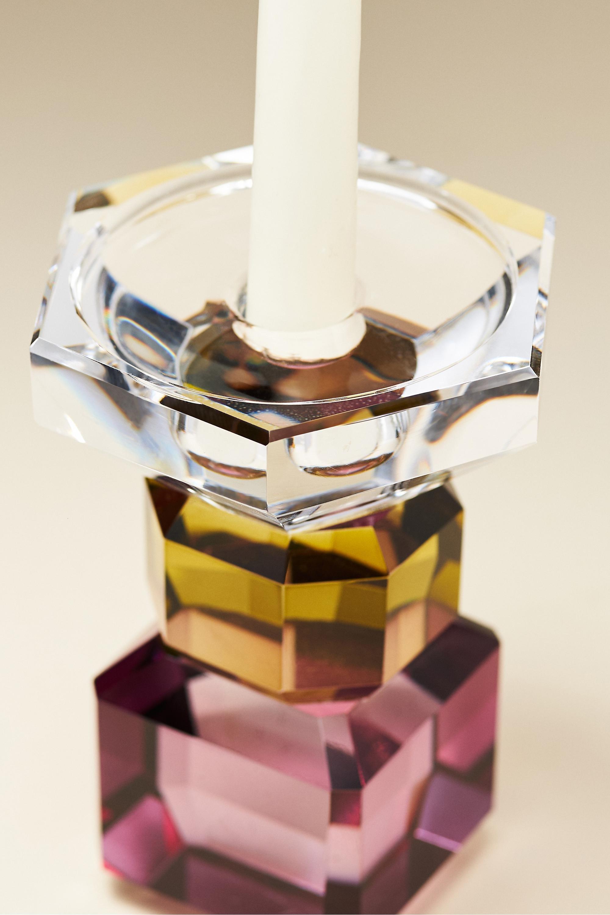 FOLIAGE GREEN Cut Glass Candle Holder, A501_0354, large image number 2