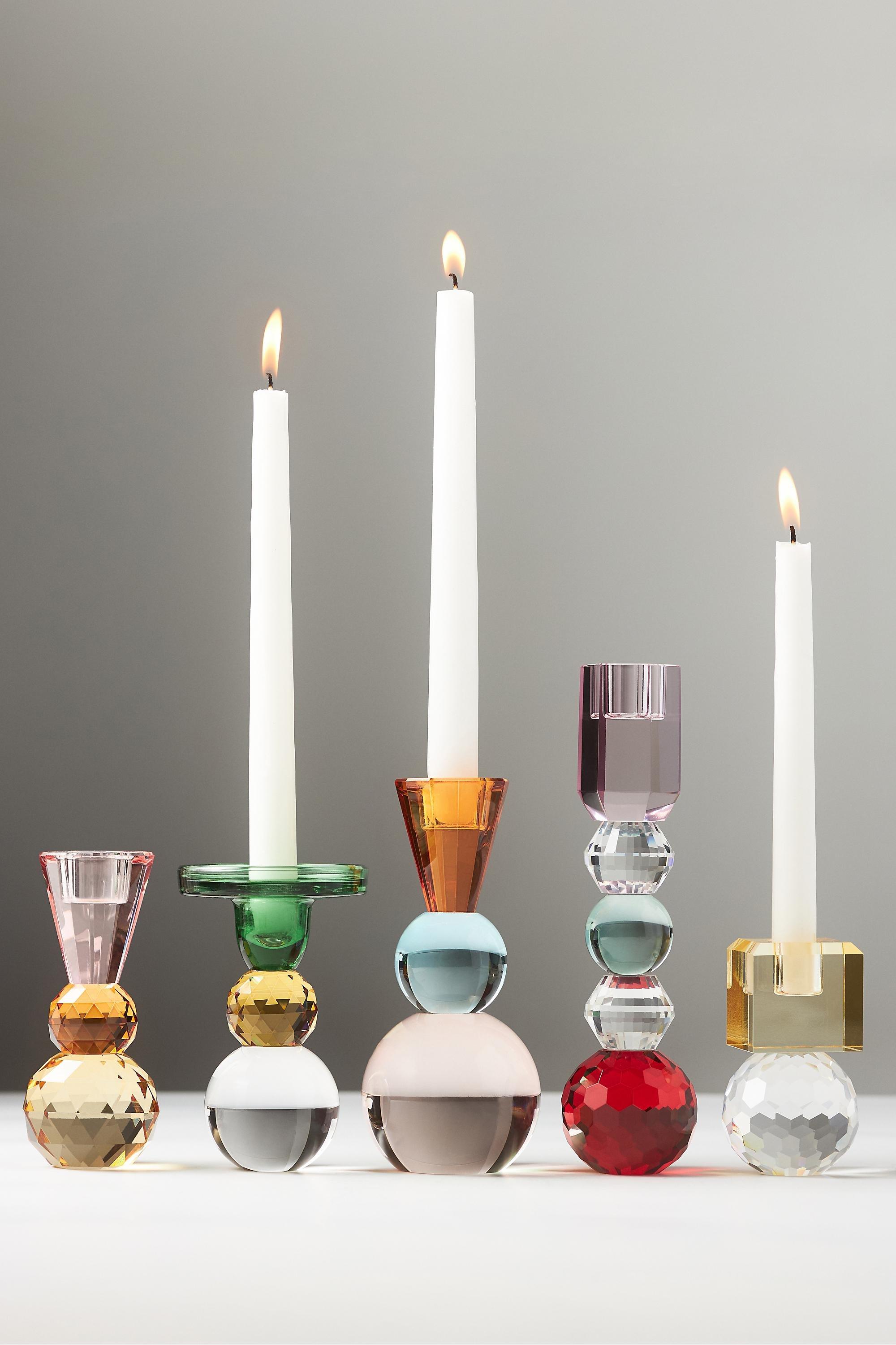 RED Cut Glass Candle Holder, A501_0060, large image number 1