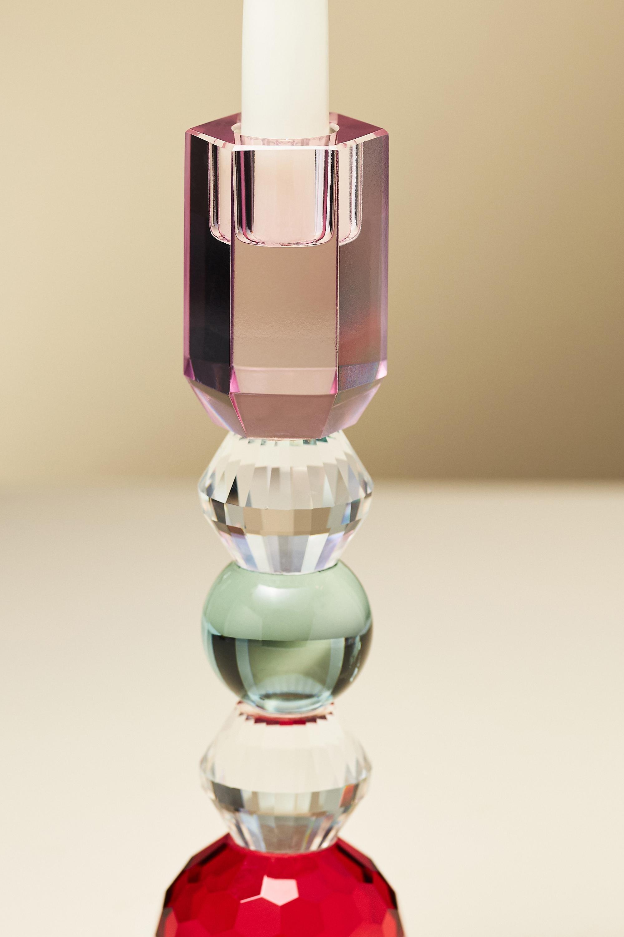 RED Cut Glass Candle Holder, A501_0060, large image number 3