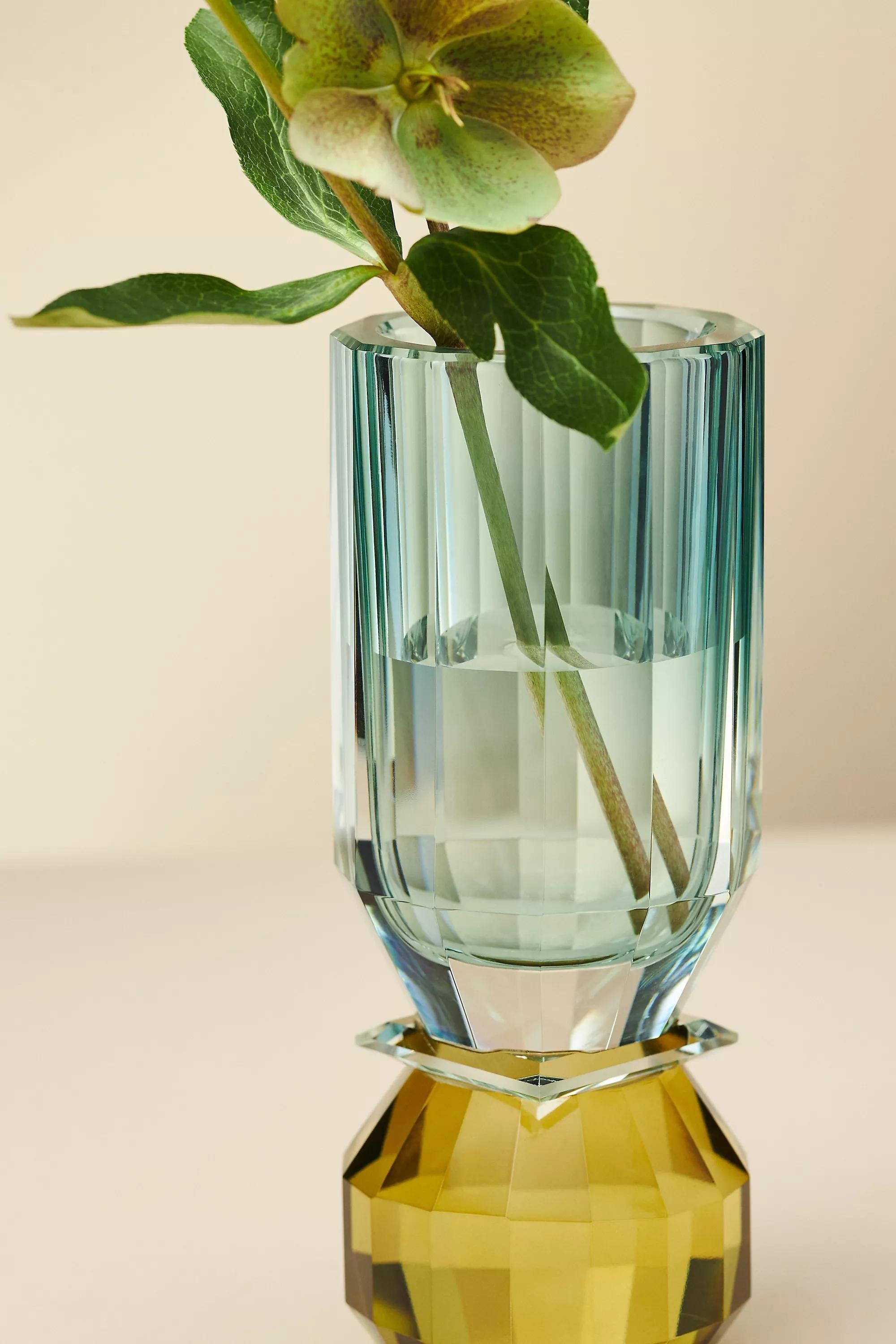 Cut Glass Vase, Blue, A501_0048, large image number 1