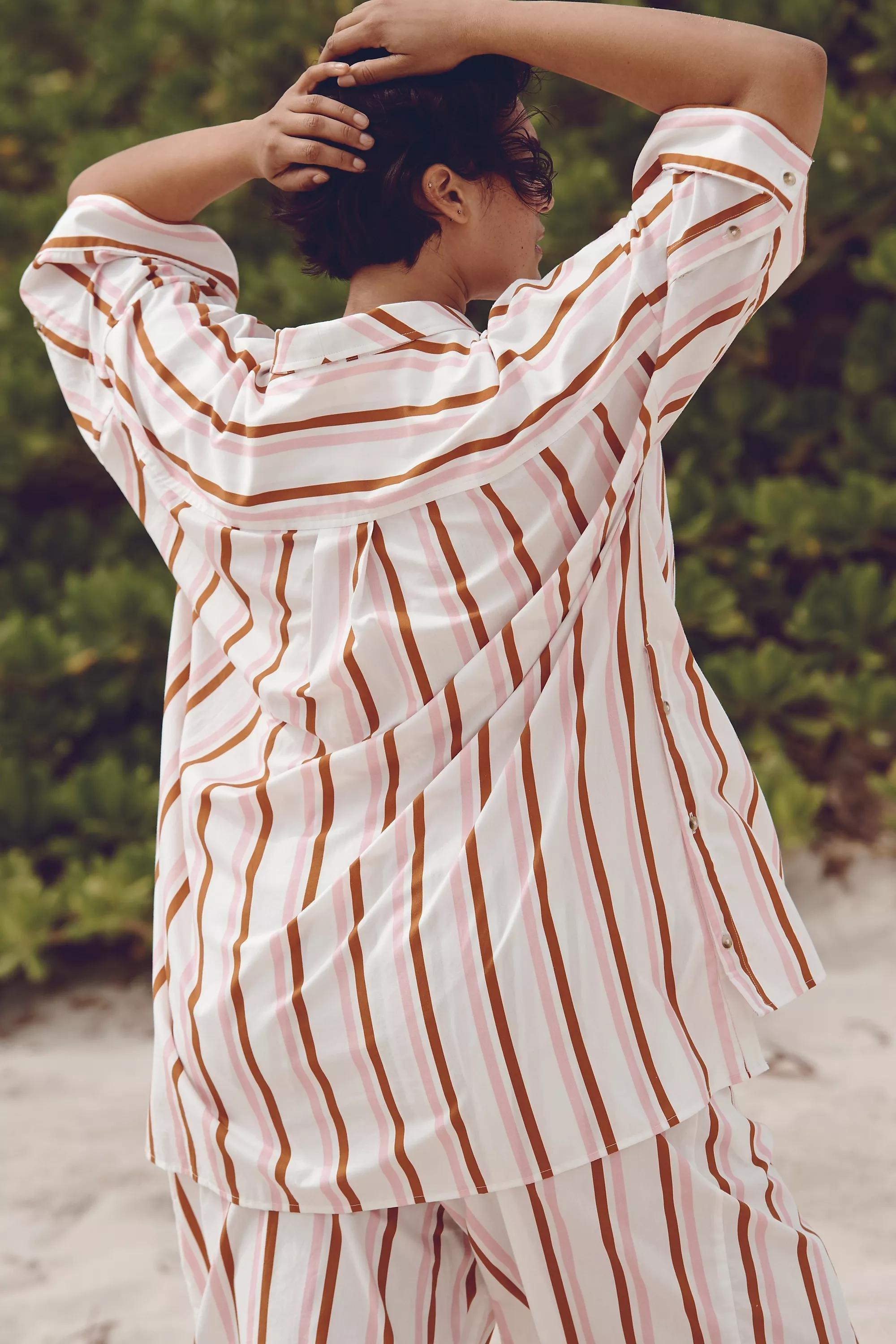 Boxy Button-Front Shirt, Multicolour, , large image number 1