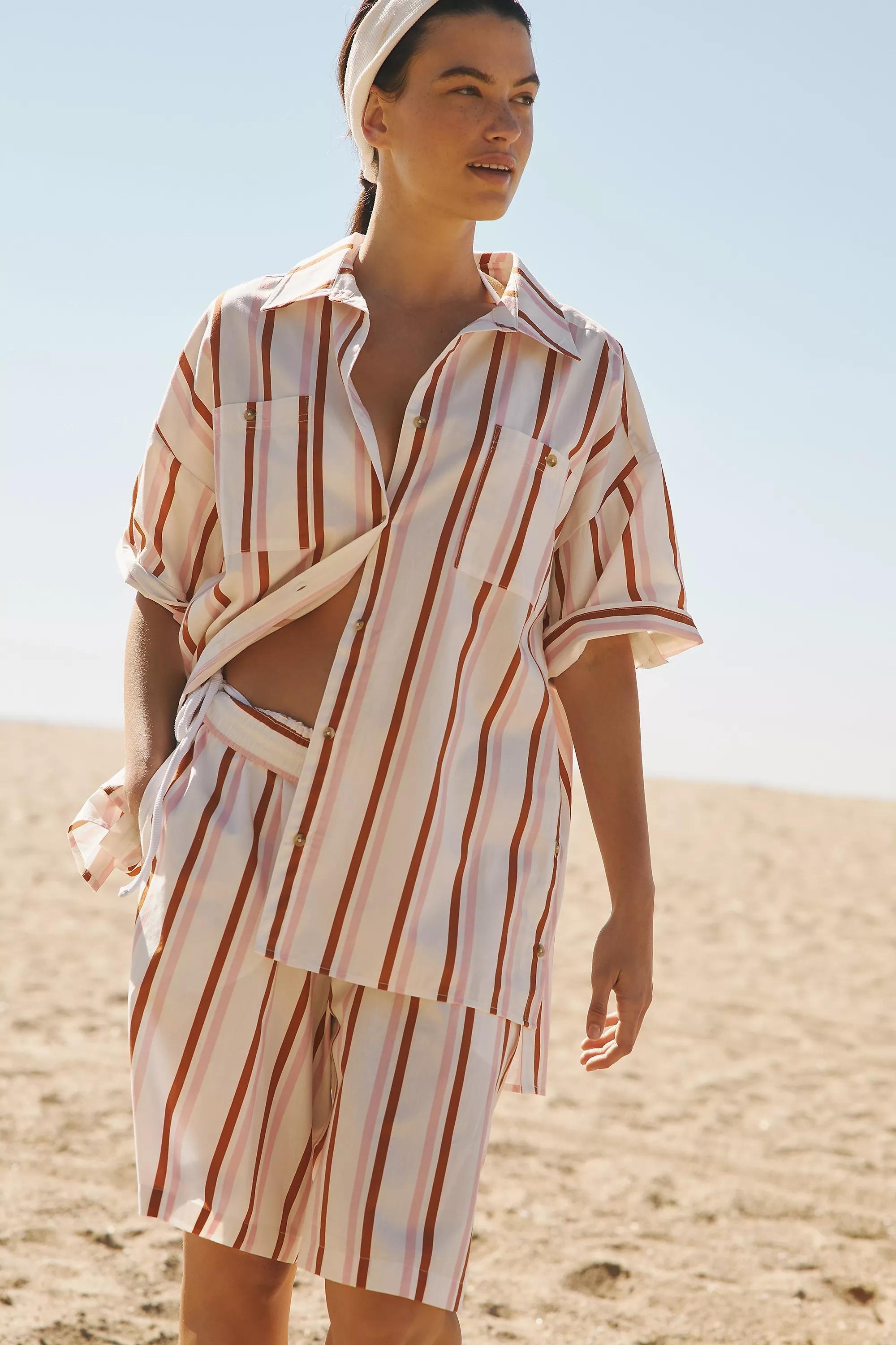 Boxy Button-Front Shirt, Multicolour, , large image number 3