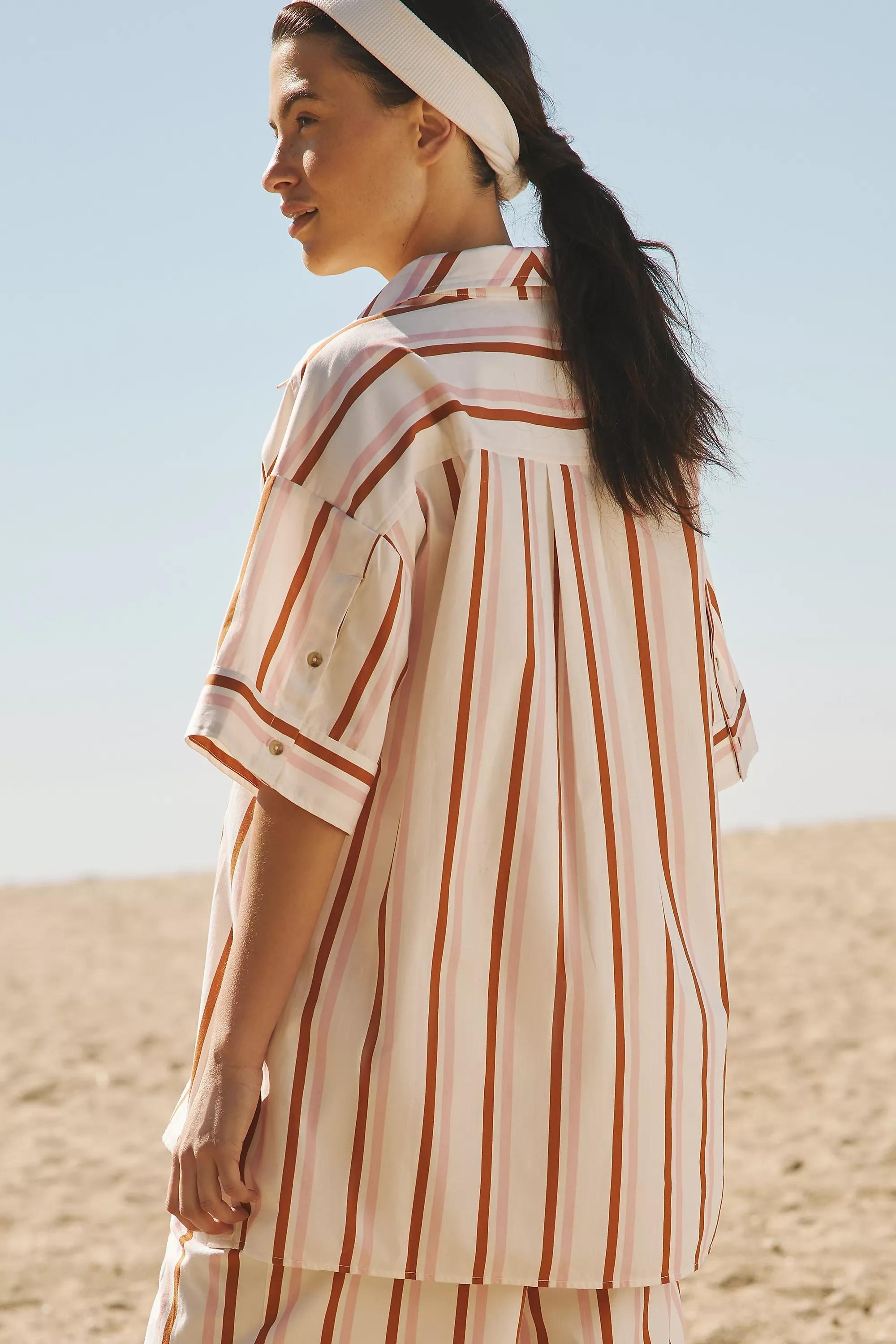 Boxy Button-Front Shirt, Multicolour, , large image number 5
