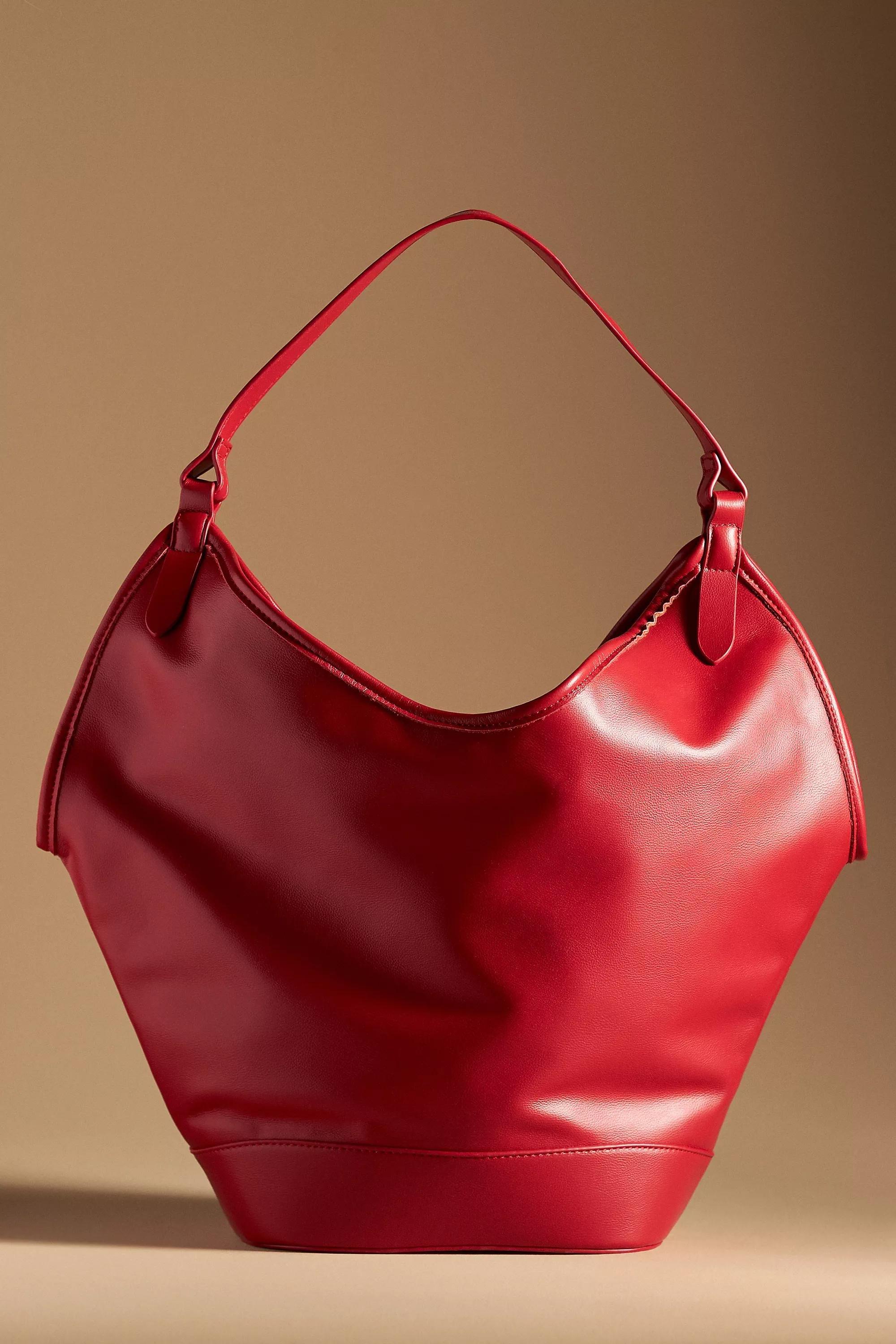 By Anthropologie Angular Bucket Tote Bag, Red, A501_0060, large image number 1