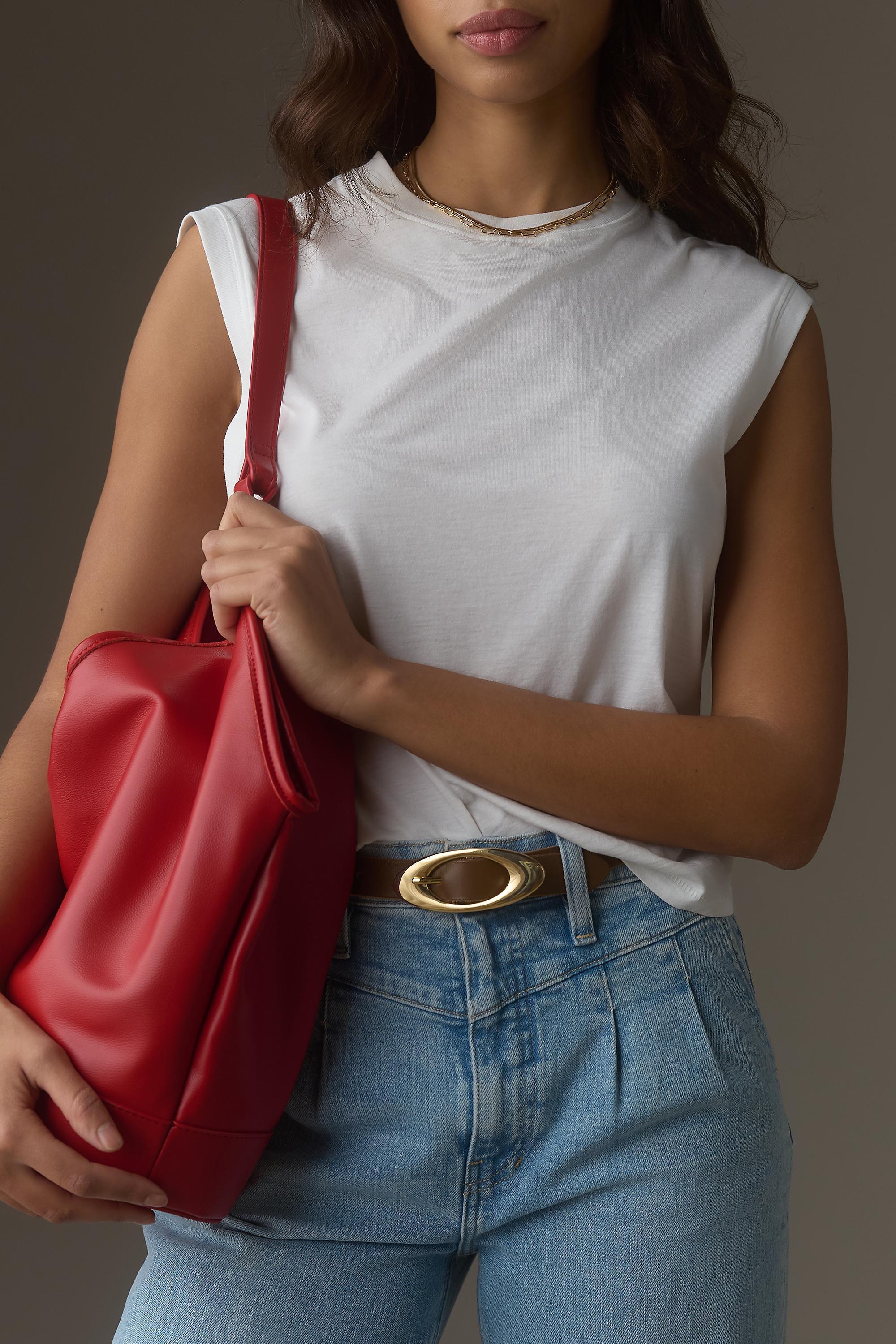 By Anthropologie Angular Bucket Tote Bag, Red, A501_0060, large image number 3