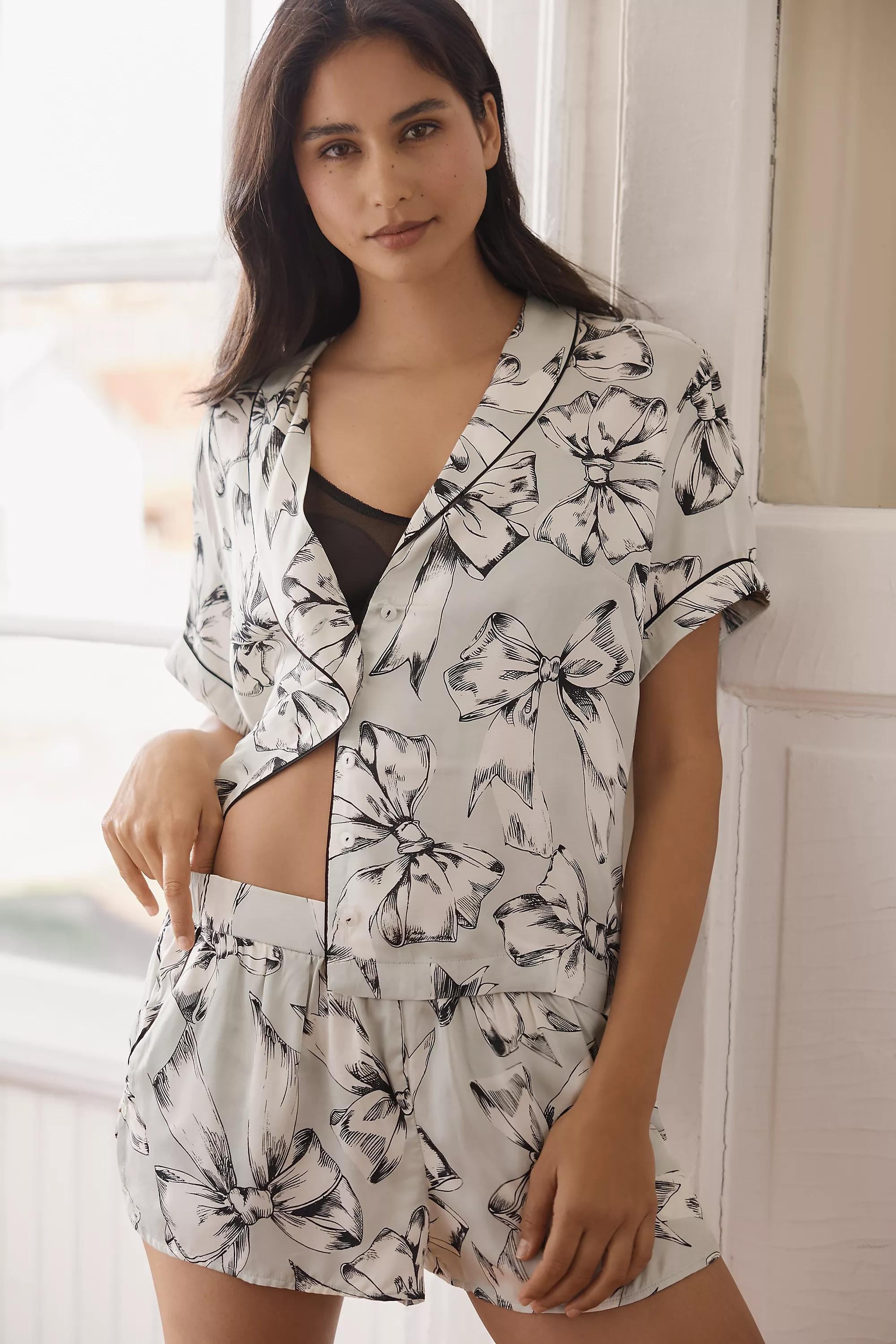 SKY By Anthropologie Silky Patterned Pyjama Shorts, , large image number 3