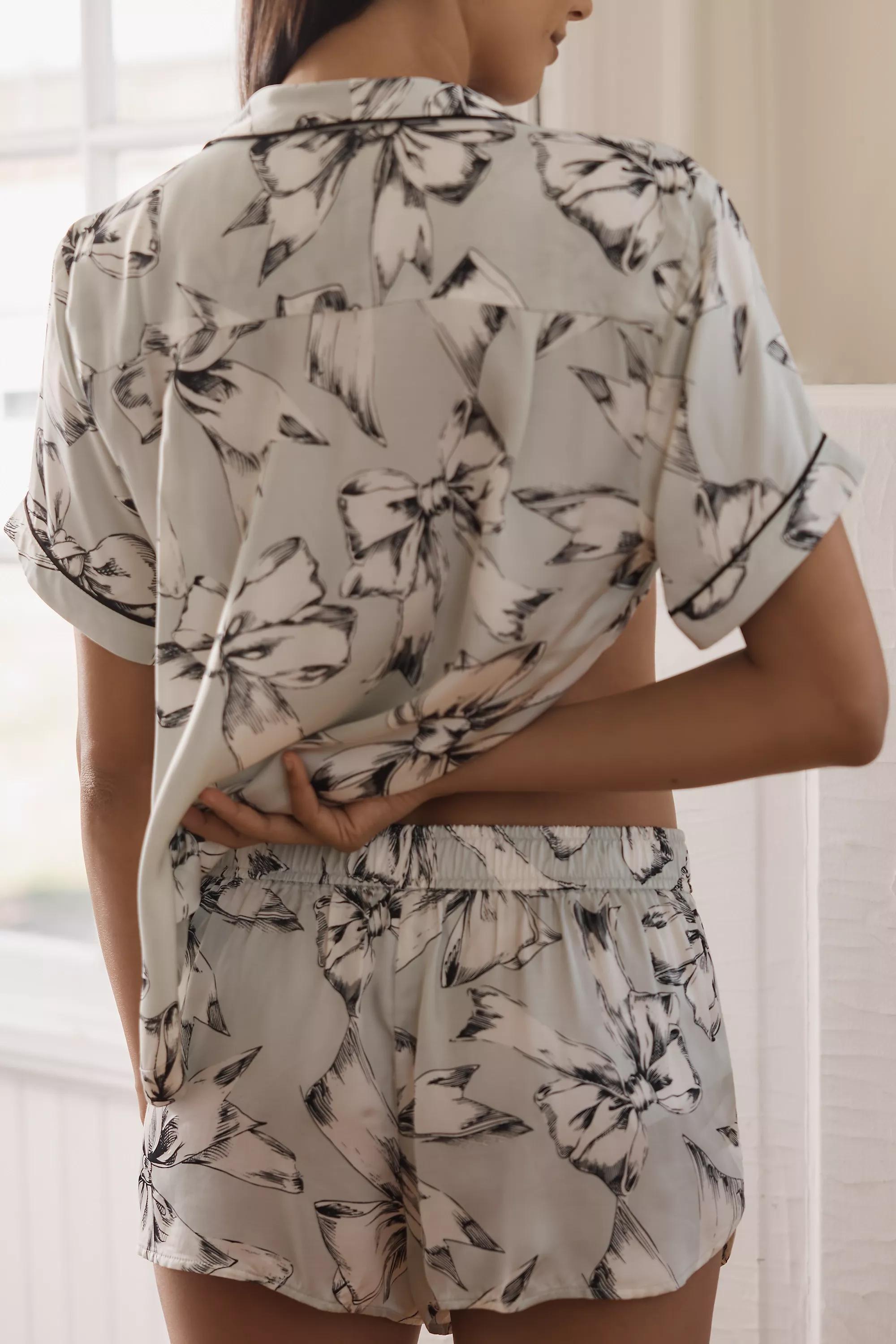 By Anthropologie Silky Patterned Pyjama Top, Blue, , large image number 0