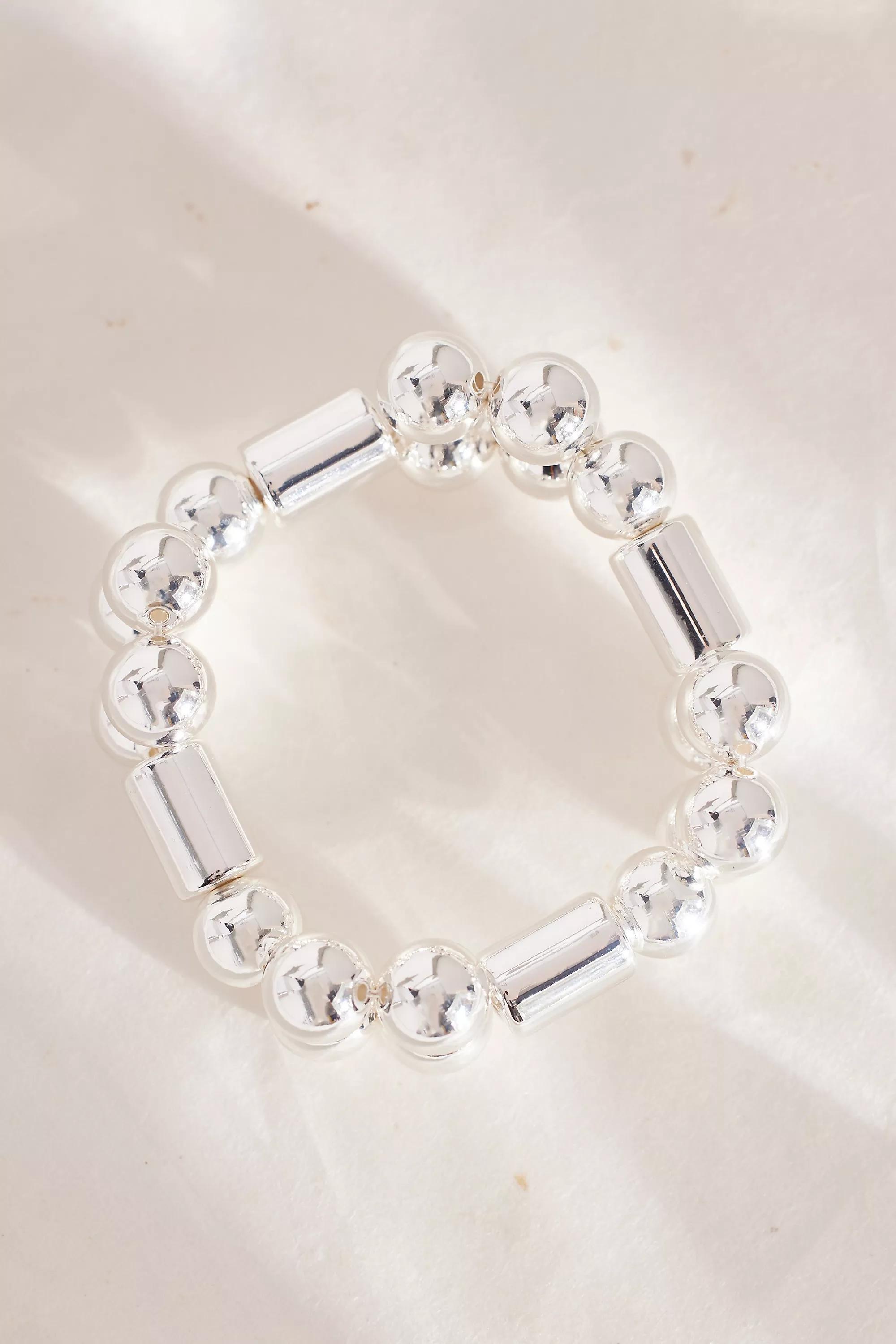 Uk Chunky Stretch Ball Bracelet, Silver, A501_0007, large image number 0