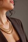 Anthropologie - Uk 3 Layered Ball Chain Necklace, Gold