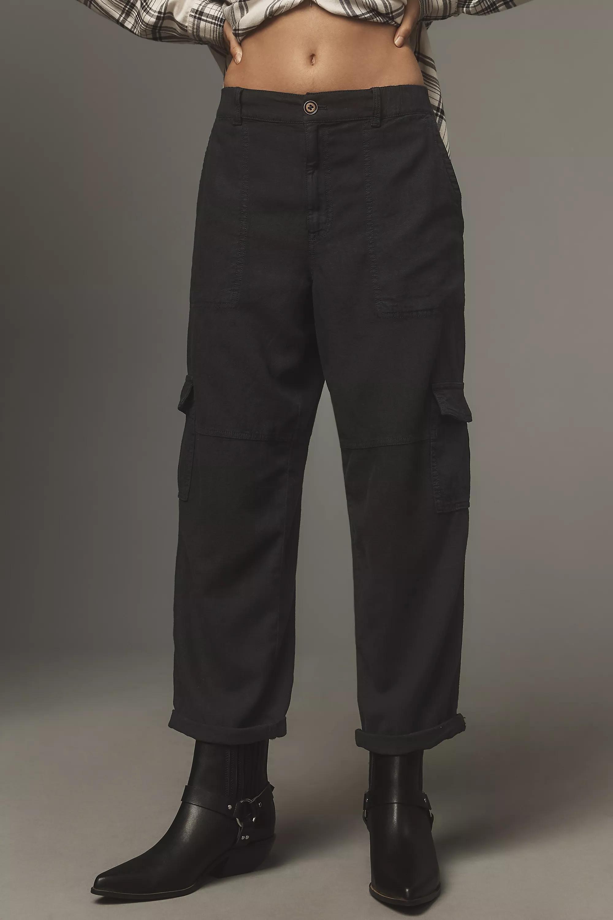 Pilcro Slim Linen Beach Cargo Pants, Black, , large image number 1