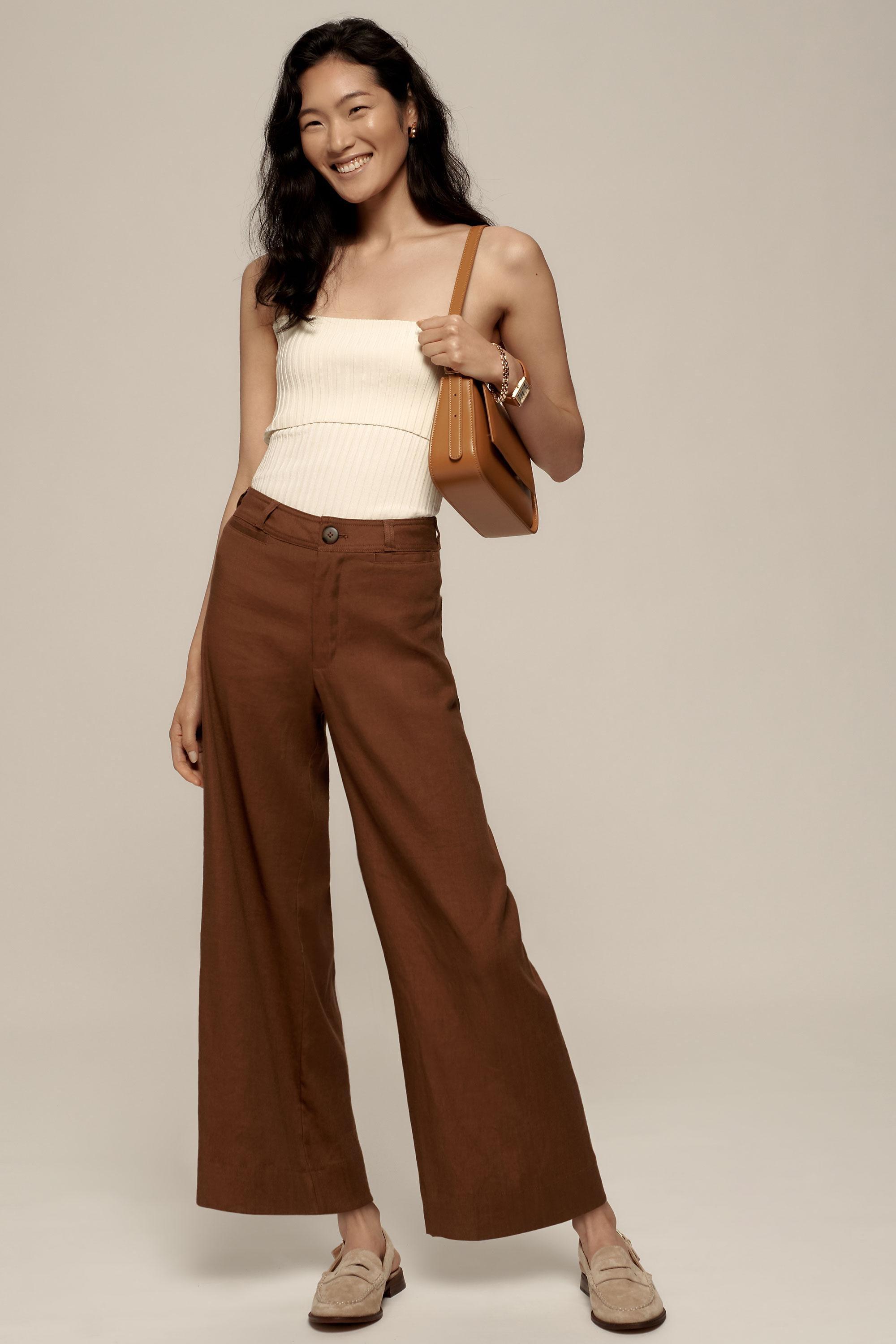 Anthropologie Plain Casual Trousers, Brown, , large image number 0