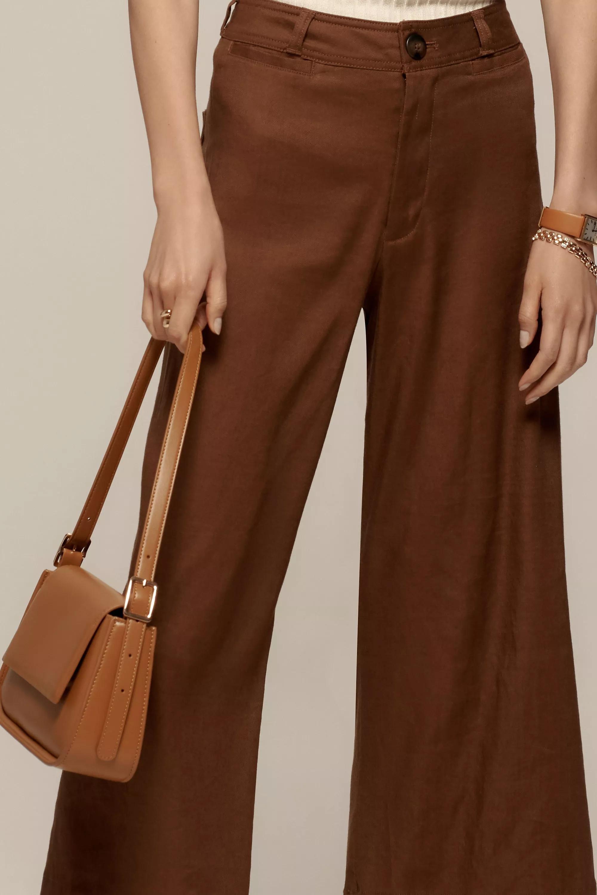 Anthropologie Plain Casual Trousers, Brown, , large image number 1