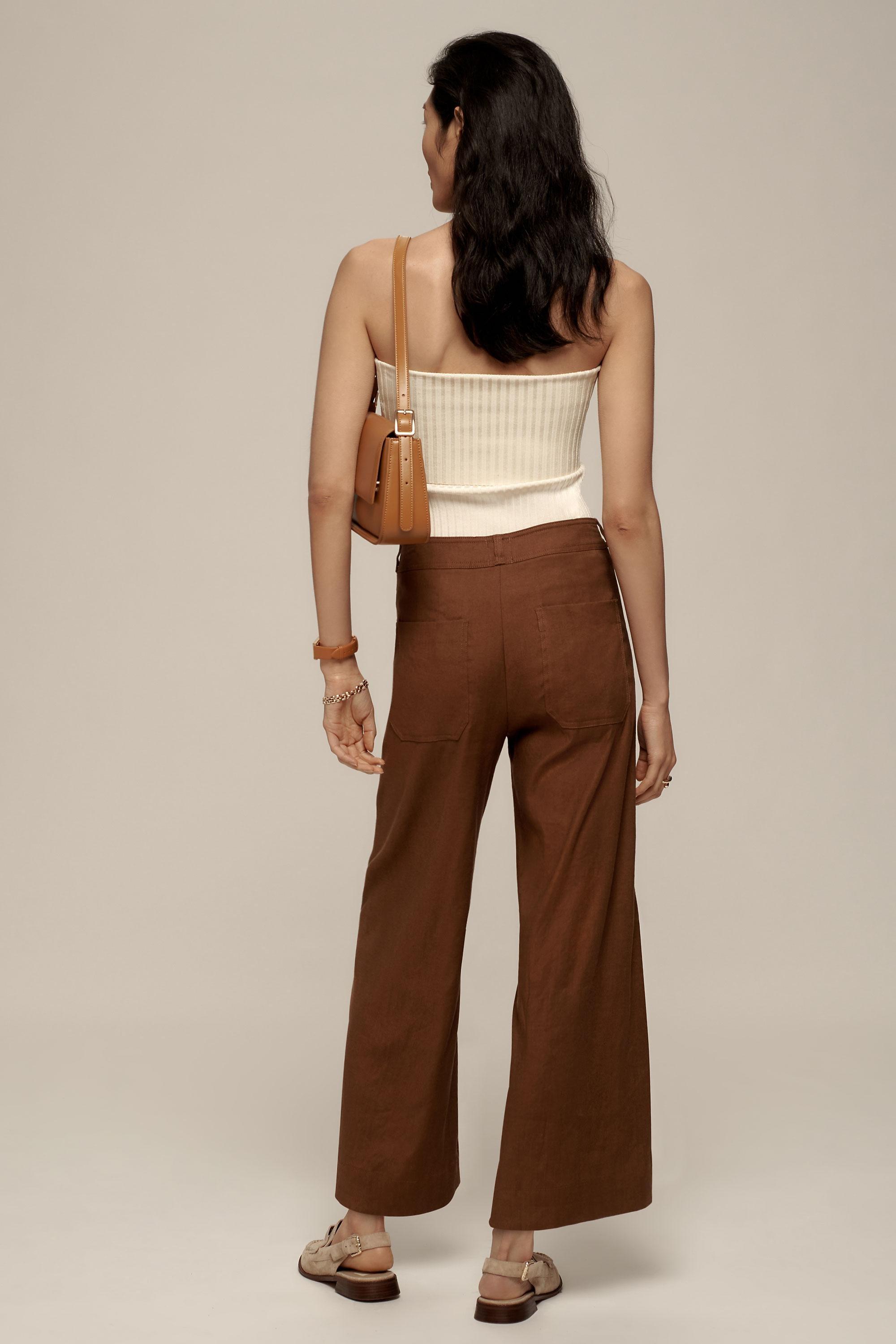 Anthropologie Plain Casual Trousers, Brown, , large image number 2