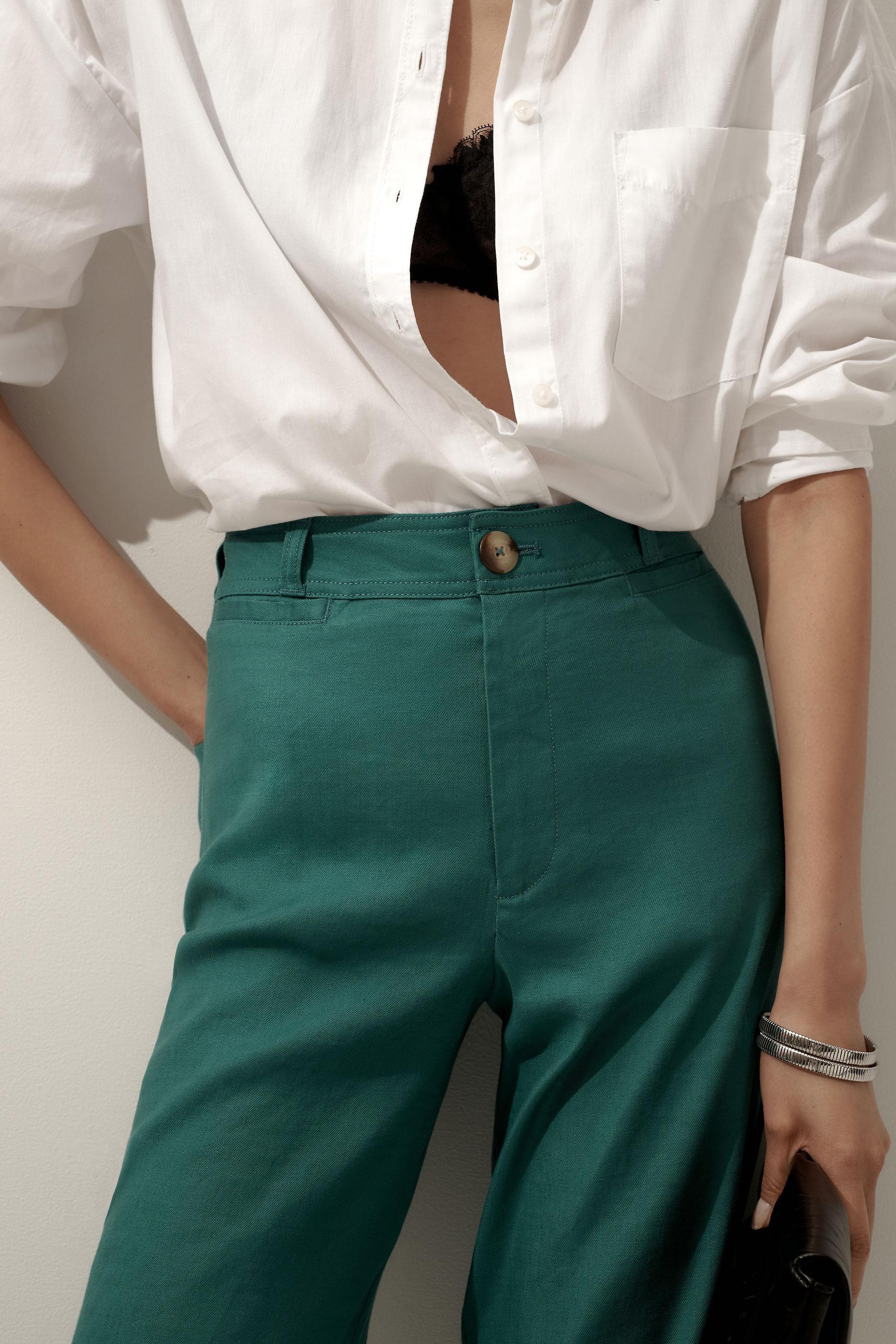 Anthropologie Plain Casual Trousers, Turquoise, , large image number 1