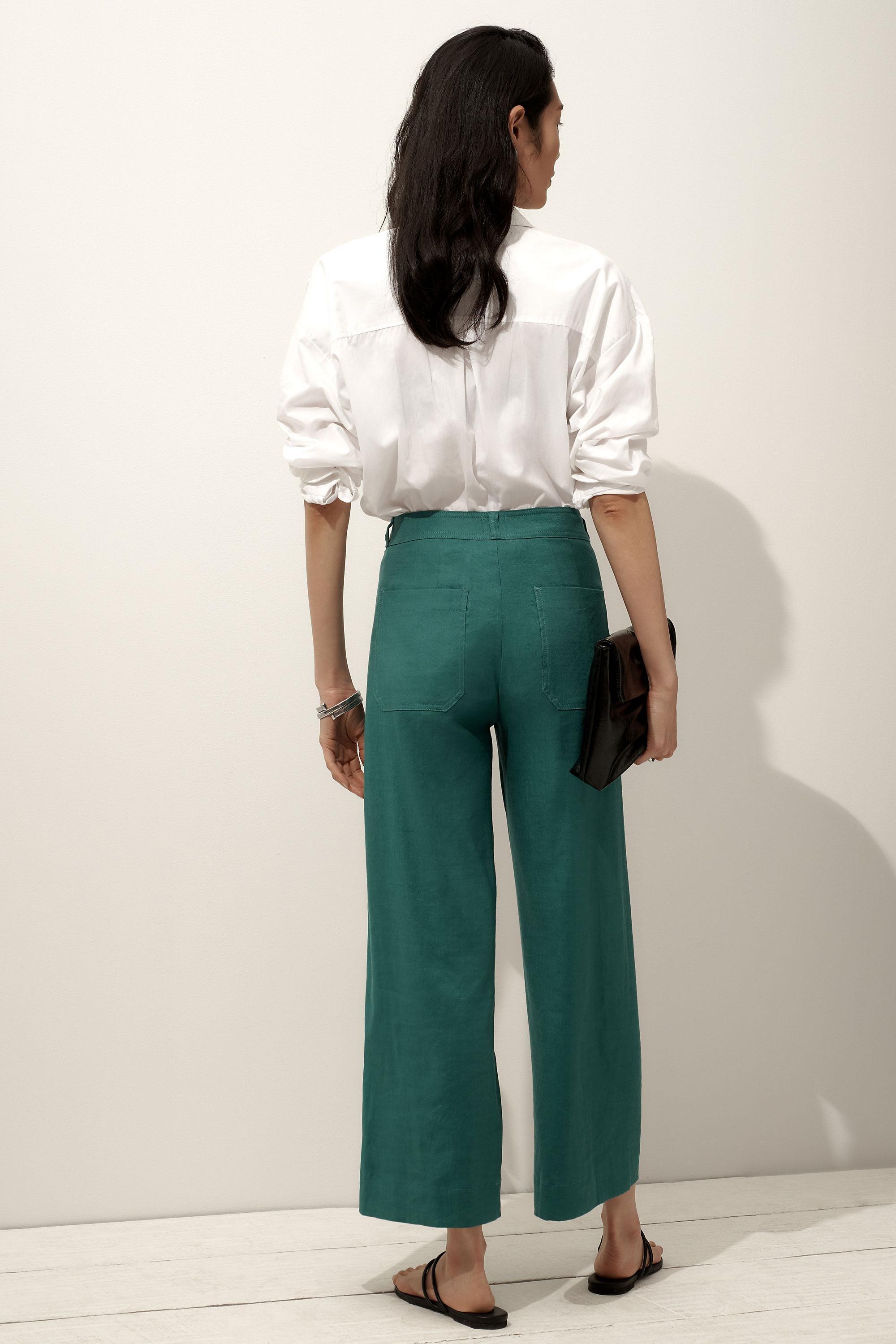 Anthropologie Plain Casual Trousers, Turquoise, A501_0046, large image number 2