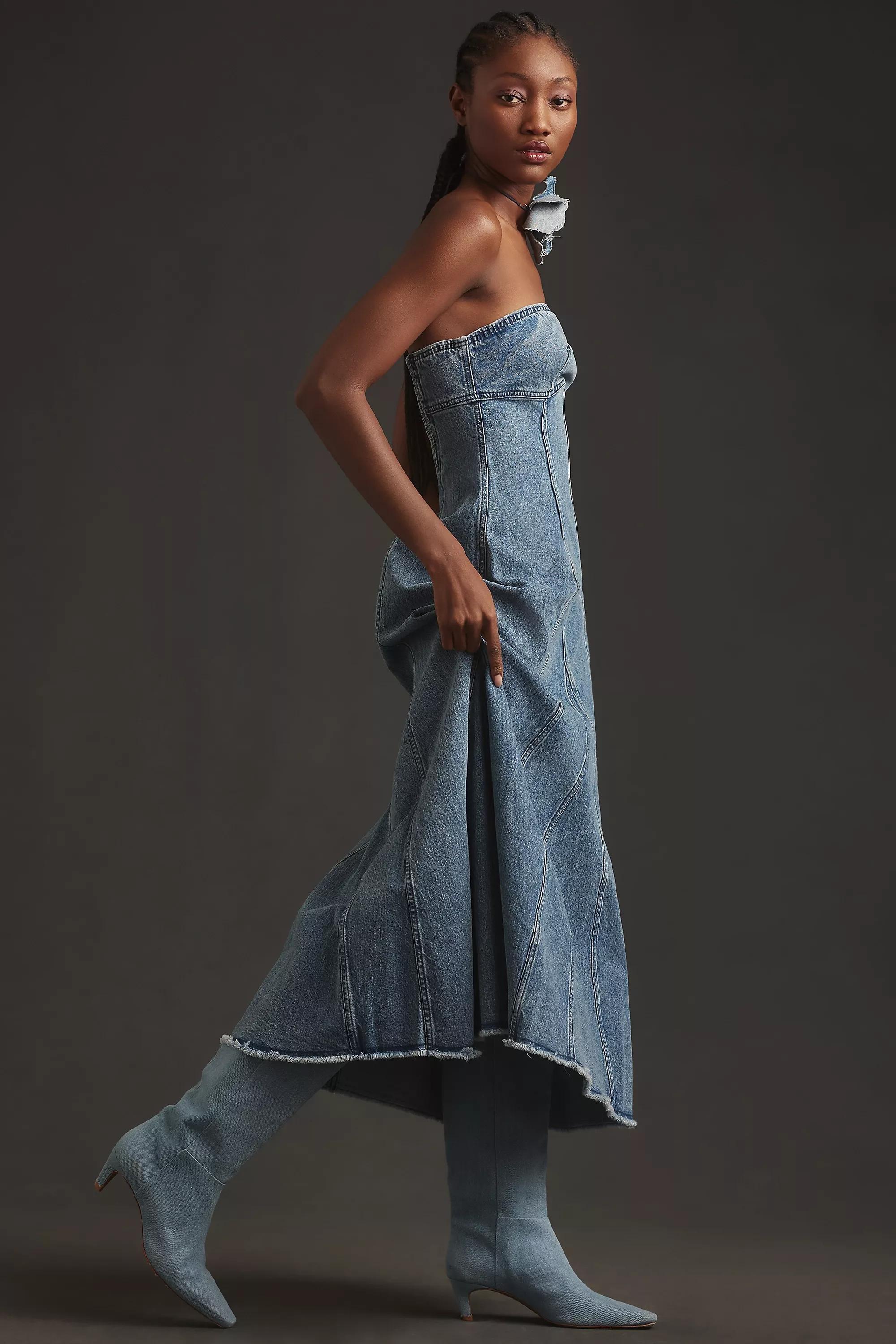 Anthropologie Strapless Midi, Blue, , large image number 3