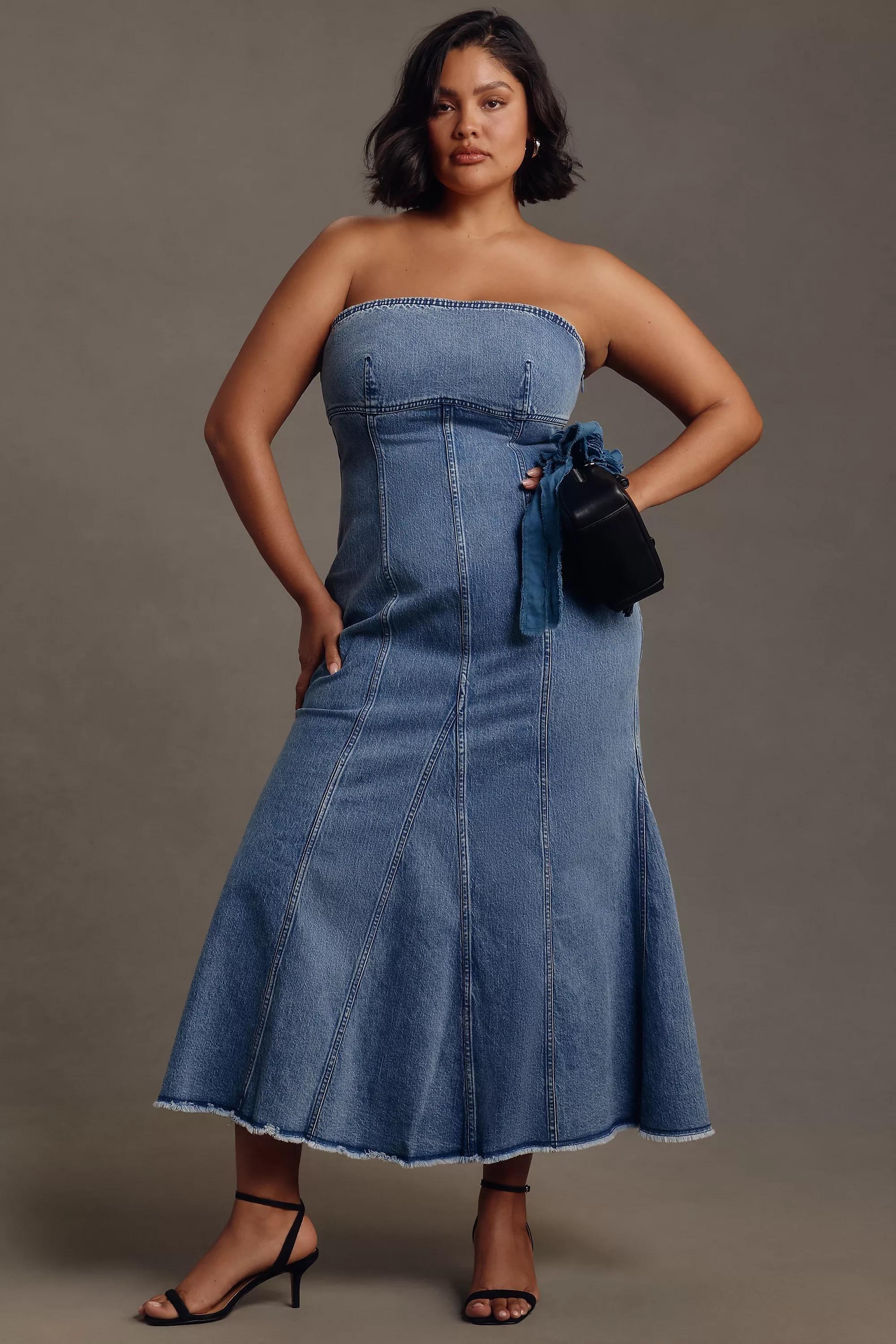 Anthropologie Strapless Midi, Blue, A501_0040, large image number 4