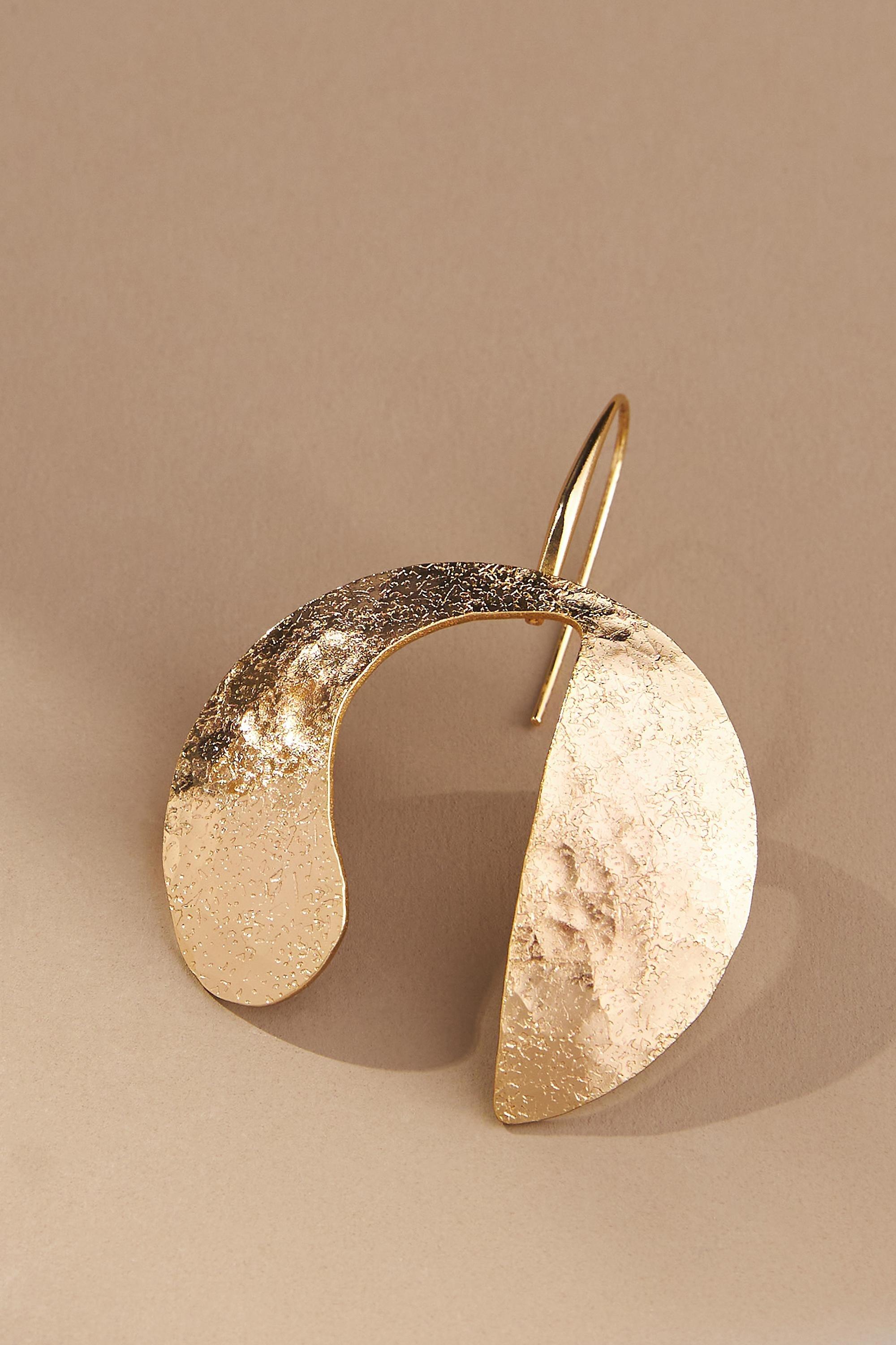 Textured Metal Drop Earrings, Gold, A501_0070, large image number 1