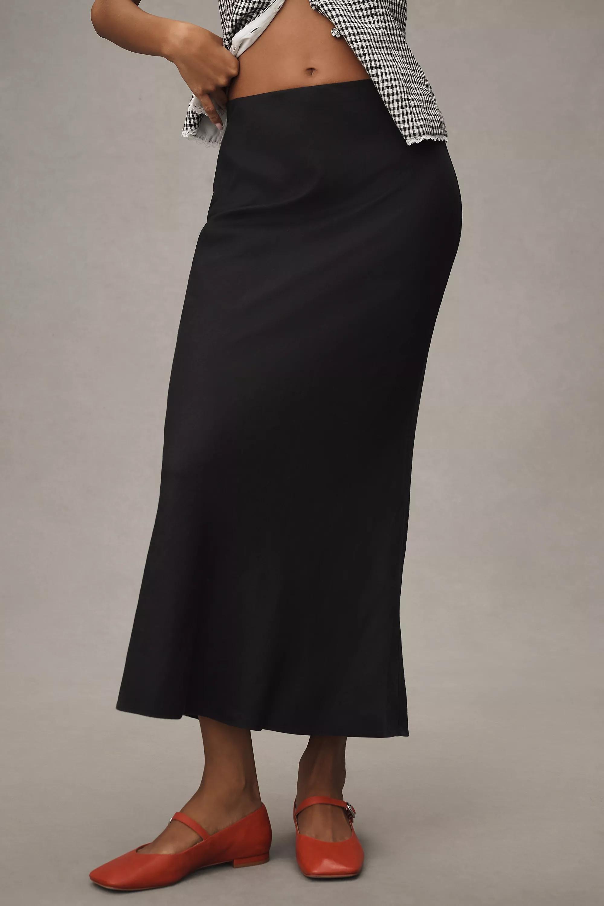 Black The Tilda Maxi Slip Skirt: Linen Edition, Black, medium